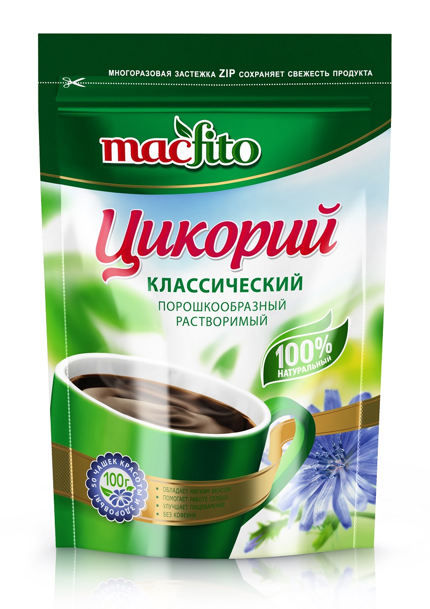 MacFito цикорий классический, 100 г0120710 MacFito цикорий классический, 100 г0120710Свойства полезного цикория сохранены в растворимом напитке MacFito. Природная сила в каждой чашке. Будьте здоровы с MacFito.