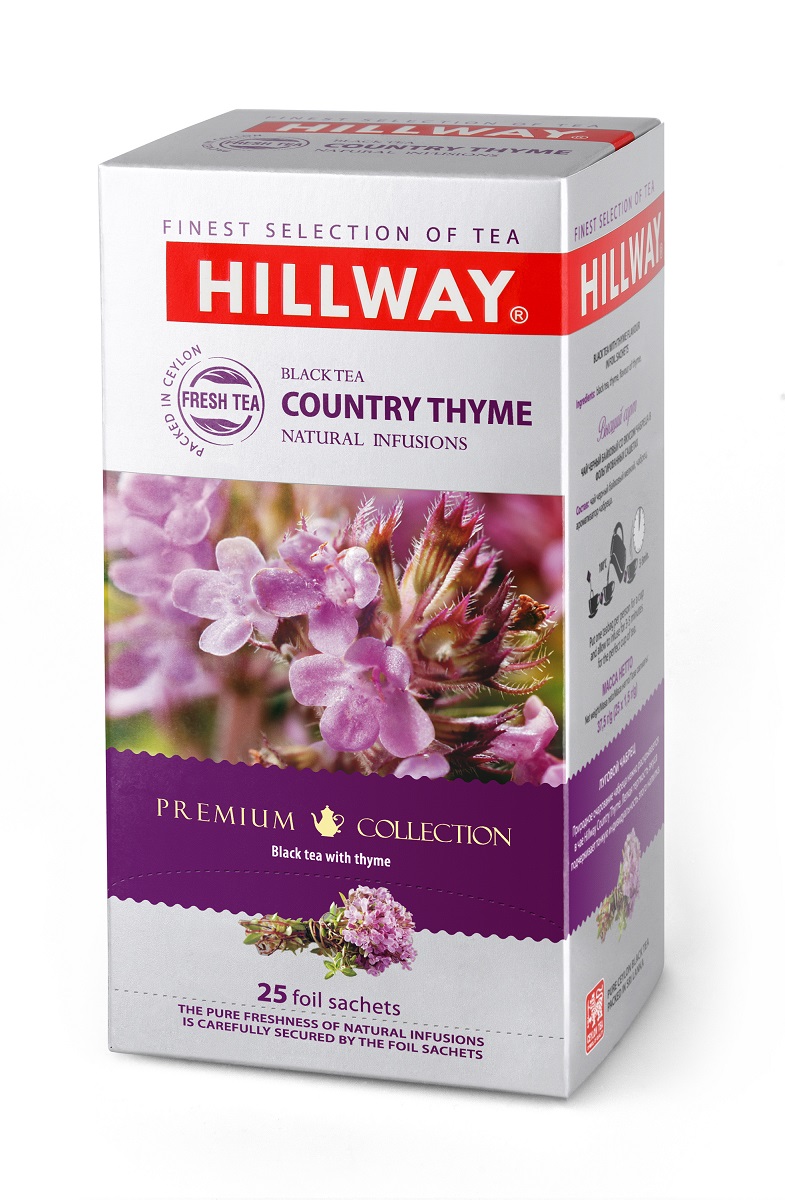 Hillway Country Thyme чай с луговым чабрецом в сашетах, 25 шт0120710 Hillway Country Thyme чай с луговым чабрецом в сашетах, 25 шт0120710Природное очарование чабреца нежно раскрывается в чае Hillway Country Thyme. Легкая терпкость вкуса подчеркивает тонкую индивидуальность этого напитка.