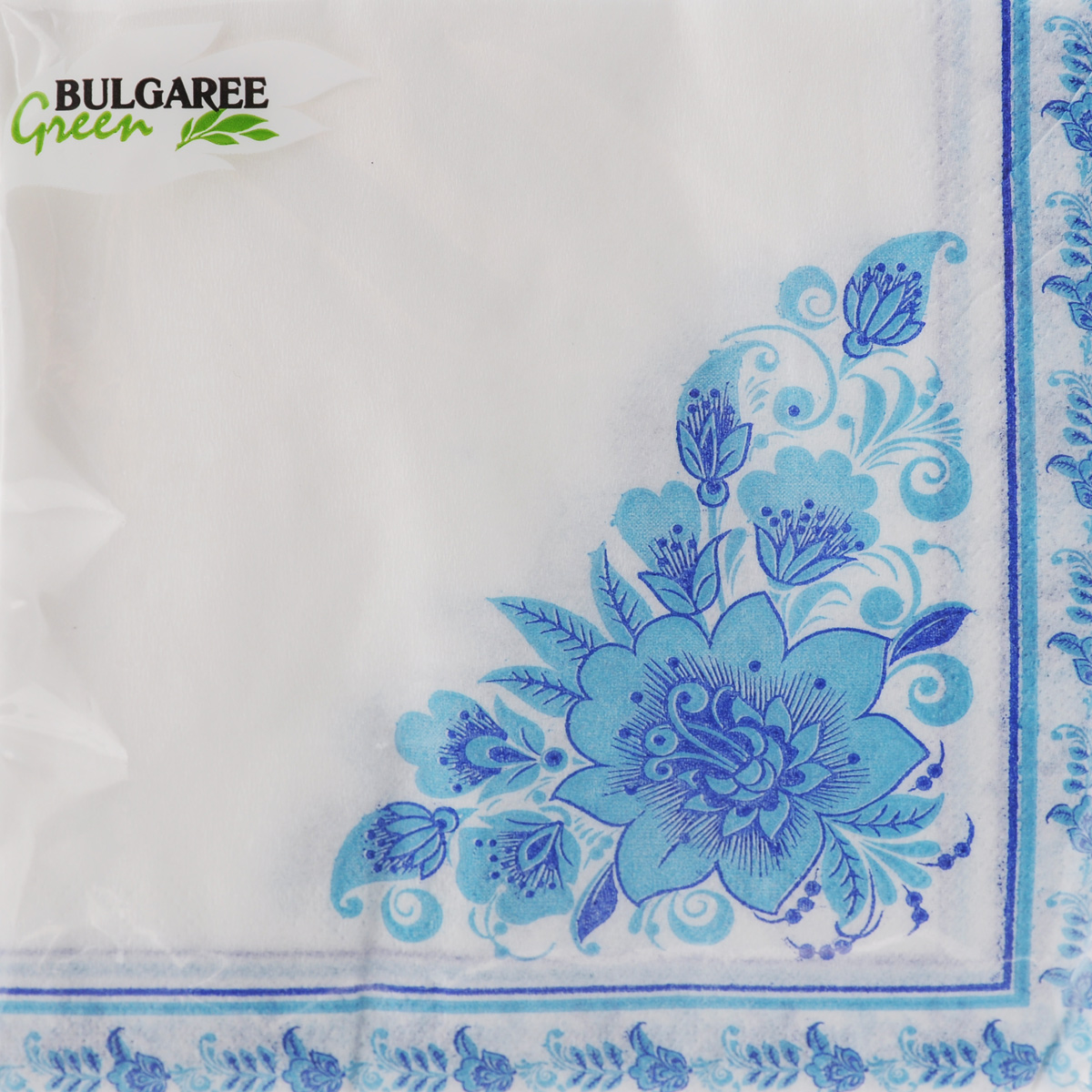 Салфетки бумажные Bulgaree Green Гжель, однослойные, 24 х 24 см, 100 штZ-0307 Салфетки бумажные Bulgaree Green Гжель, однослойные, 24 х 24 см, 100 штZ-0307Декоративные однослойные салфетки Bulgaree Green Гжель выполнены из 100%целлюлозы европейского качества и оформлены ярким рисунком. Изделия станут отличным дополнением любого праздничного стола. Они отличаются необычной мягкостью, прочностью и оригинальностью.Размер салфеток в развернутом виде: 24 х 24 см.