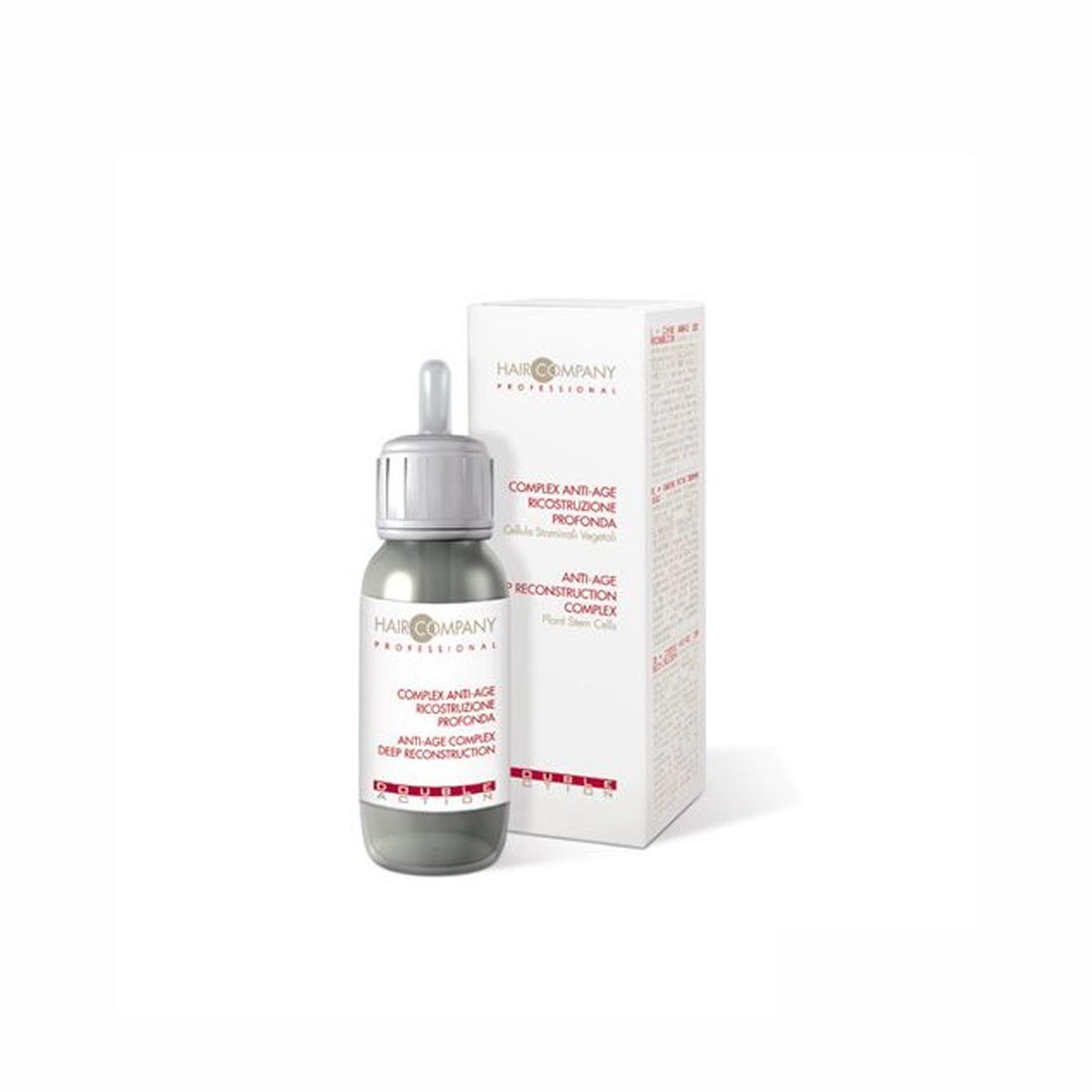 Hair Company Комплекс восстанавливающий против старения волос Double Action Anti-Age 50 млFS-00897 Hair Company Комплекс восстанавливающий против старения волос Double Action Anti-Age 50 млFS-00897Комплекс восстанавливающий против старения волос Hair Company Double Action Anti-Age Deep Reconstruction Complex в своей основе содержит высокий процент стволовых клеток незрелого винограда, которые, являются активными биостимуляторами клеток человека. Клетки регулируют деление и рост, обновляют эпидермис, стимулируют синтез коллагена и эластина, продлевают жизненный цикл и препятствуют старению волос, помогают удерживать влагу, препятствуют выпадению волос.