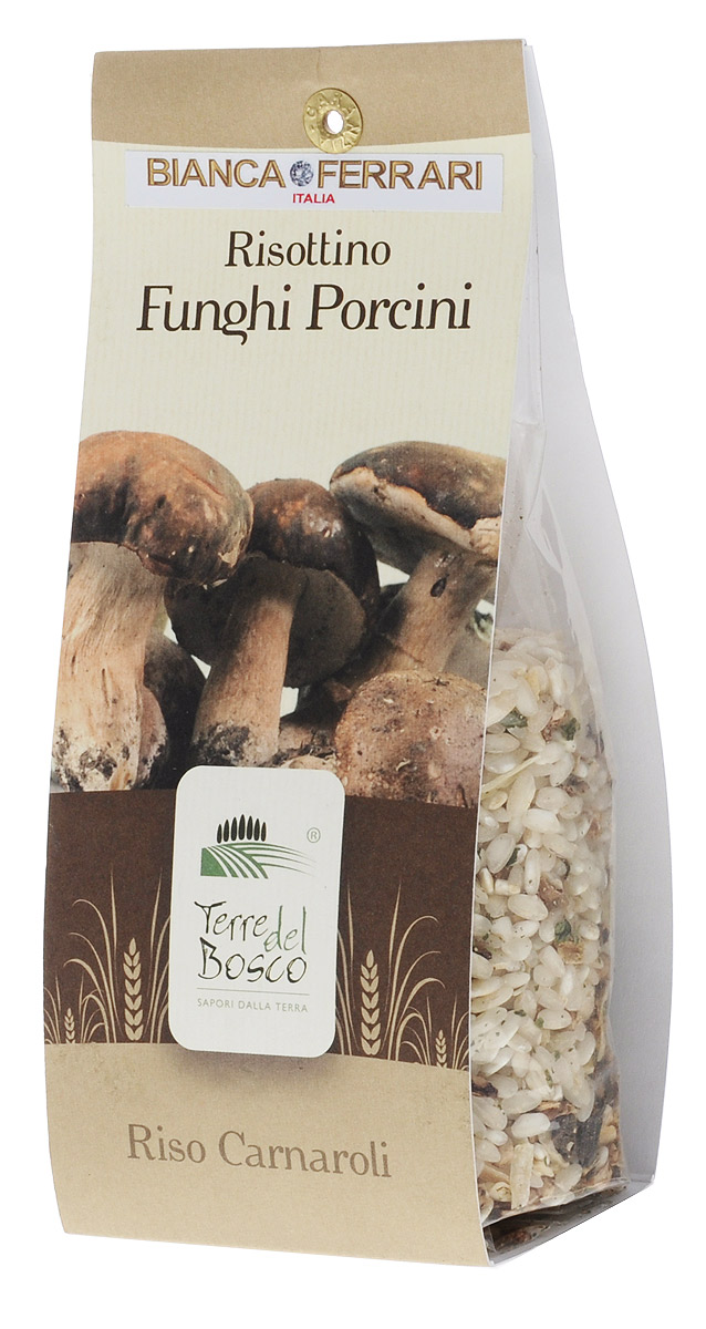 Terre Del Bosco Белый гриб рис для ризотто, 250 г0120710 Terre Del Bosco Белый гриб рис для ризотто, 250 г0120710Terre Del Bosco Белый гриб - превосходный тонкий рис высшего сорта с белыми грибами для ризотто. В состав также входят петрушка, лук и чеснок.Варить в подсоленной кипящей воде медленно помешивая.