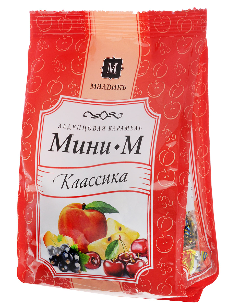 Малвикъ Мини-м Классика леденцовая карамель, 150 г0120710 Малвикъ Мини-м Классика леденцовая карамель, 150 г0120710Леденцовая карамель Малвикъ Мини-М - это вкусное и натуральное лакомство, наслаждаться которым можно практически бесконечно. Классическая коллекция, приготовленная по традиционным рецептам, состоит из карамели со вкусом сочной вишни, зеленого яблока, ароматного персика и черной смородины.