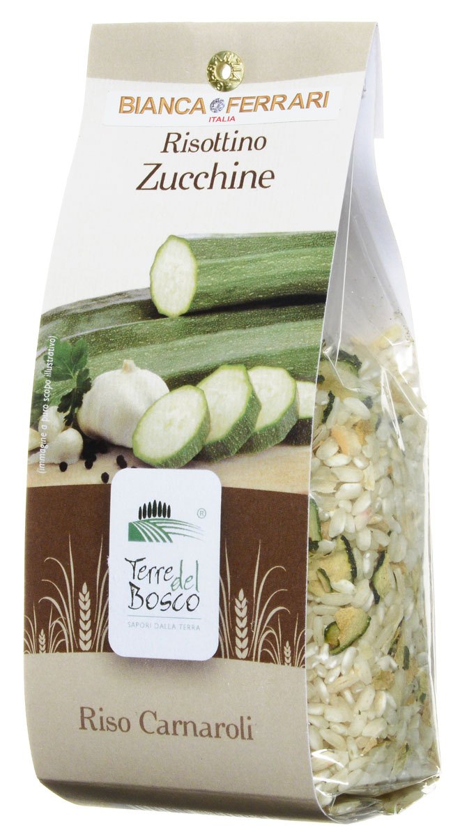 Terre Del Bosco Цуккини рис для ризотто, 250 г0120710 Terre Del Bosco Цуккини рис для ризотто, 250 г0120710Terre Del Bosco Цуккини - тонкий рис высшего сорта с добавлением петрушки, чеснока, и лука для приготовления ризотто. Содержание цукини: не менее 3%.