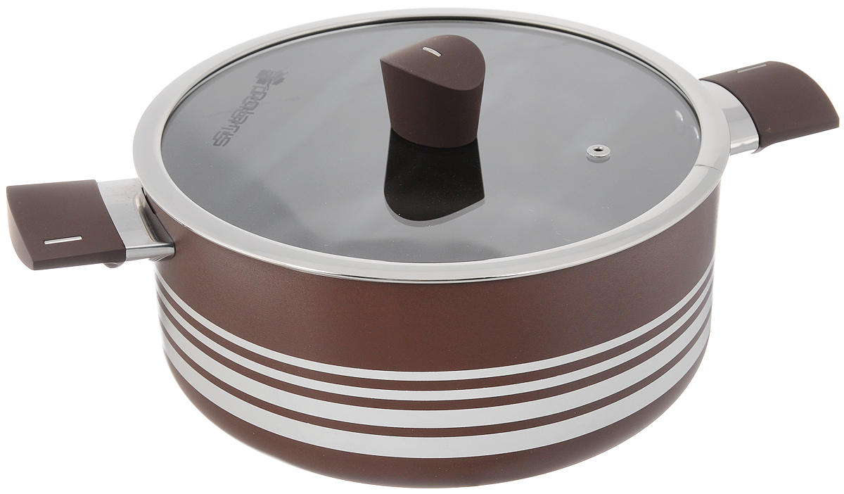 Кастрюля Polaris Allure с крышкой, с антипригарным покрытием, 5 л54 009312 Кастрюля Polaris Allure с крышкой, с антипригарным покрытием, 5 л54 009312Кастрюля Polaris Allure выполнена из литого алюминия и оснащена удобными бакелитовыми ручками с покрытием Soft Touch. Благодаря внутреннему износостойкому антипригарному покрытию пища не пригорает и не прилипает к стенкам. Готовить можно с минимальным количеством масла и жиров. Гладкая поверхность обеспечивает легкость ухода за посудой. Изделие оснащено крышкой из жаропрочного стекла с отверстием для выпуска пара.Посуда равномерно распределяет тепло и обладает высокой устойчивостью к деформации, легкая и практичная в эксплуатации. Подходит для использования на электрических, газовых и стеклокерамических плитах. Не подходит для индукционных плит и для духовых печей. Нельзя мыть в посудомоечной машине. Диаметр кастрюли: 24 см. Высота стенки: 10,5 см. Ширина (с учетом ручек): 36 см.