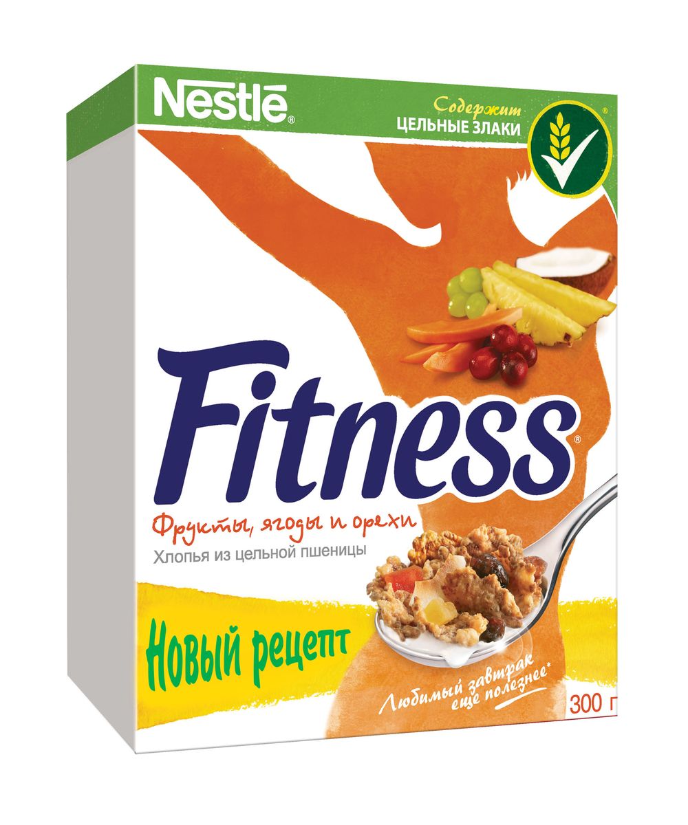 Nestle Fitness Хлопья с фруктами и ягодами готовый завтрак, 300 г0120710 Nestle Fitness Хлопья с фруктами и ягодами готовый завтрак, 300 г0120710Готовый завтрак Nestle Fitness Хлопья с фруктами и ягодами - это вкусный и полезный завтрак с минимальным содержанием калорий. Экзотическая смесь орехов, ананаса, папайи, мякоти кокоса и изюма отправит ваши вкусовые рецепторы в экзотическое путешествие по тропикам!В одной порции (40 г) хлопьев Fitness содержится около 14 г цельного зерна пшеницы, которое является важной частью сбалансированного рациона. С каждой порцией хлопьев Fitness организм получает минимум жиров, а сверх того - витамины и минералы, включая кальций и железо.В хлопьях также содержатся отруби, которые помогают регулировать пищеварение, очищать организм и поддерживать нормальный вес. Хлопья Nestle Fitness сделают каждый ваш завтрак не только полезным, но и по-настоящему вкусным.Уважаемые клиенты! Обращаем ваше внимание на то, что упаковка может иметь несколько видов дизайна. Поставка осуществляется в зависимости от наличия на складе.