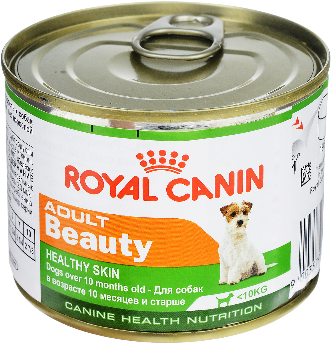 Консервы Royal Canin Adult Beauty, для собак в возрасте 10 месяцев и старше, 195 г0120710 Консервы Royal Canin Adult Beauty, для собак в возрасте 10 месяцев и старше, 195 г0120710Консервы Royal Canin Adult Beauty создан специально для взрослых собак с 10 месяцев и старше, весом до 10 кг. Предназначен для поддержания здоровья шерсти и кожи.Формула Beauty обогащена жирными кислотами и содержит специальный защитный комплекс. Состав: мясо и мясные субпродукты, злаки, субпродукты растительного происхождения, минеральные вещества, масла и жиры. Гарантированный анализ: белки - 9,6 %, жиры - 6,4 %, минеральные вещества - 2 %, клетчатка пищевая - 2 %, влажность - 74 %, медь - 2,3 мг/кг.Добавки (в 1 кг): витамин D3: 128 ME, железо - 15 мг, йод - 0,25 мг, марганец - 4,4 мг, цинк - 43 мг. Товар сертифицирован.