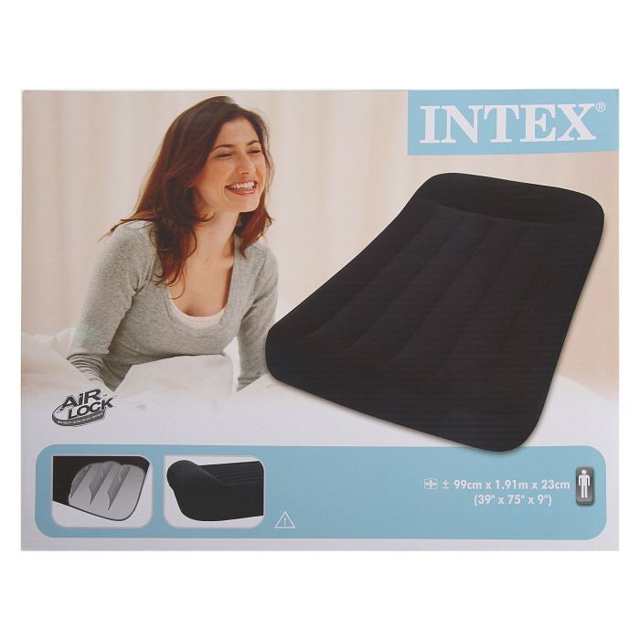 Кровать надувная Intex Pillow Rest Classic 99х191х23 см, цвет: черный. 6676767742 Кровать надувная Intex Pillow Rest Classic 99х191х23 см, цвет: черный. 6676767742У каждого человека есть любимые занятие, увлечения или хобби. У многих они связаны со спортом и туризмом, кто-то любит проводить время более умиротворенно, например, за настольными играми. Кровать надувная Pillow Rest Classic с подголовником может стать отличным подарком для друзей и близких, который вы можете купить оптом у нас по выгодной цене.Кровать надувная Pillow Rest Classic с подголовником 99х191х23 см 66767