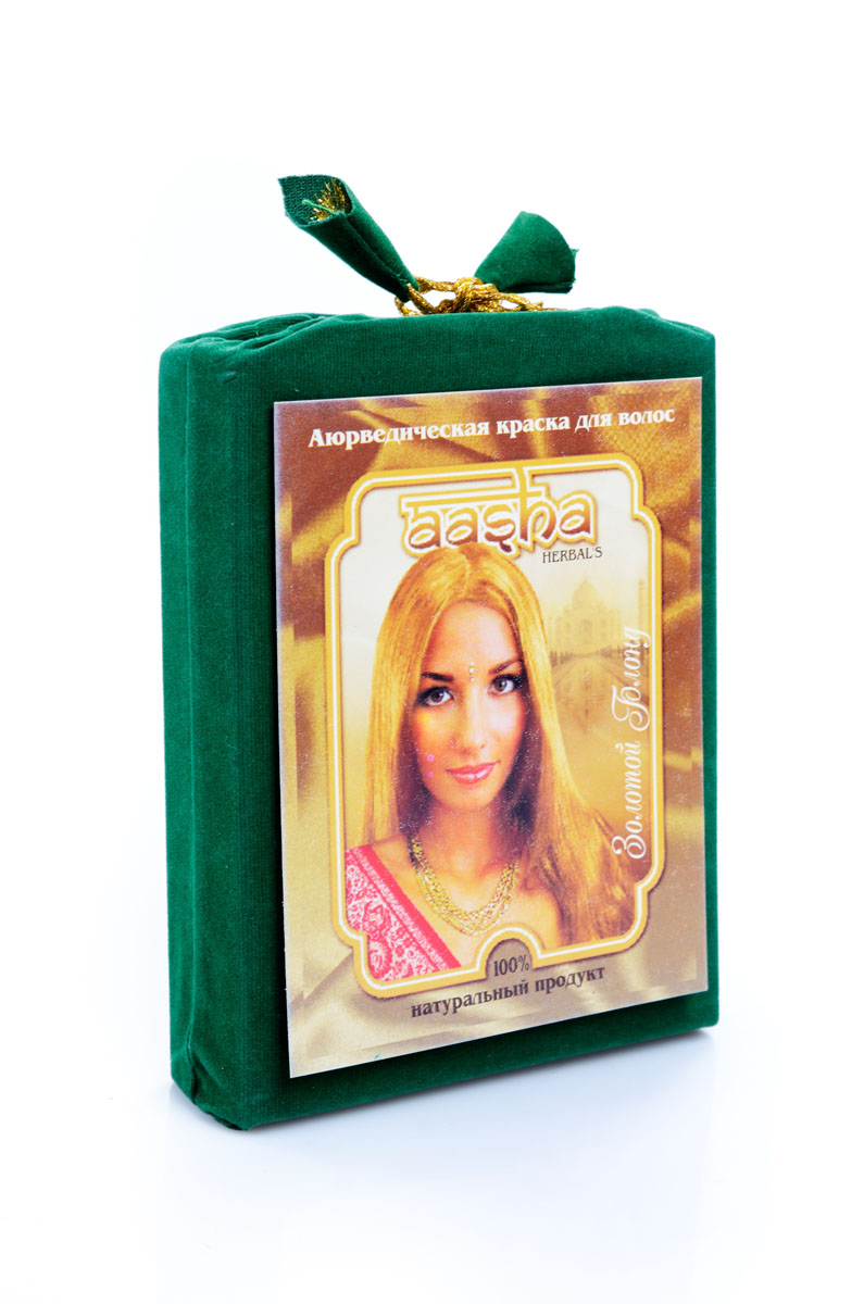 Aasha Herbals Аюрведическая краска для волос Золотой Блонд, 100 гMP59.4D Aasha Herbals Аюрведическая краска для волос Золотой Блонд, 100 гMP59.4DКомпозиция натуральной индийской хны и 24 растений с лечебными свойствами. Краска «Золотой Блонд окрашивает волосы в насыщенный цвет светлого молочного шоколада. После первого окрашивания цвет сохраняется 2-3 недели. В комплект входят шапочка, перчатки, кисточка, инструкция по применению