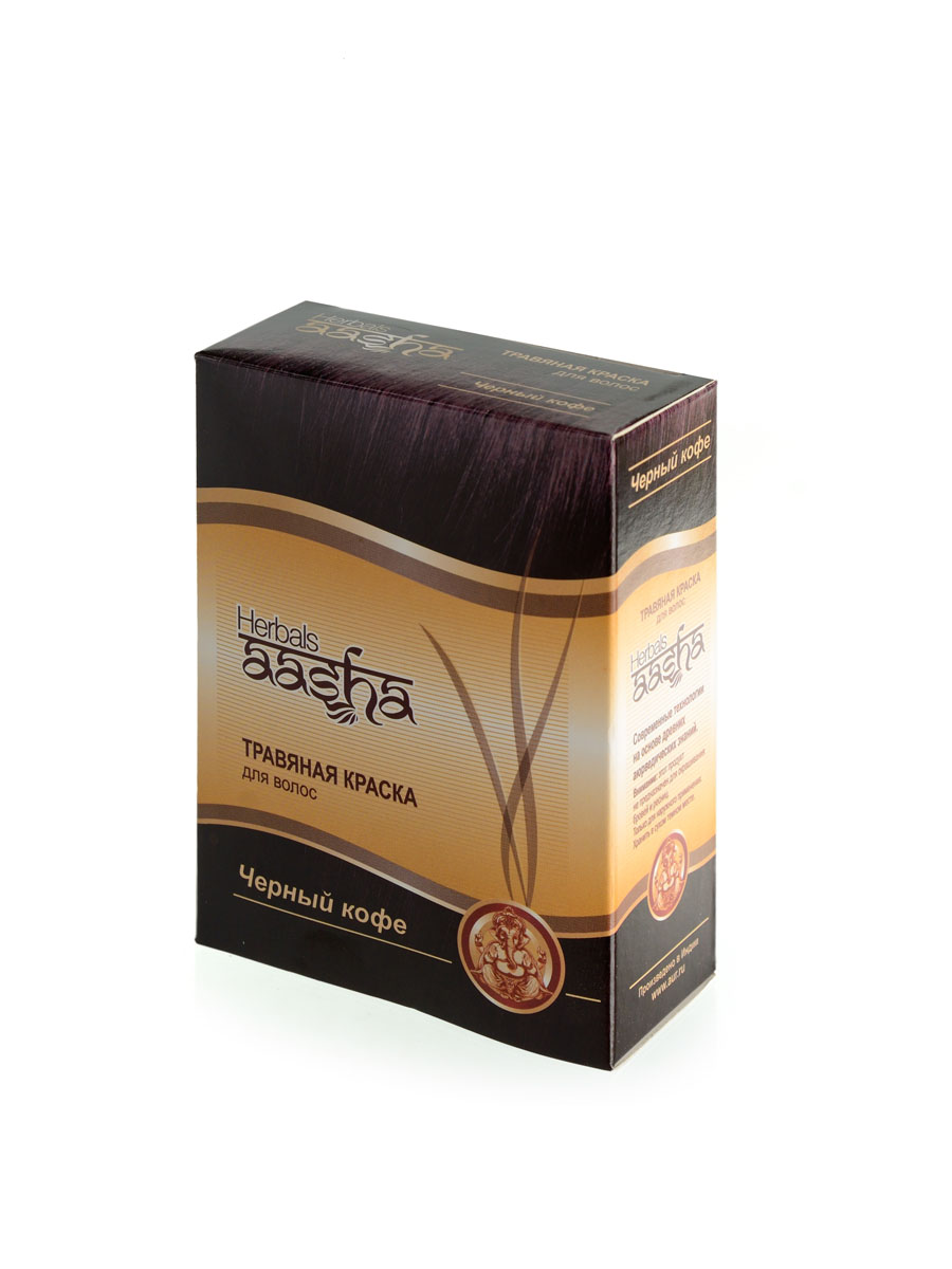 Aasha Herbals Травяная краска для волос Черный Кофе, 6х 10 гMP59.4D Aasha Herbals Травяная краска для волос Черный Кофе, 6х 10 гMP59.4DКомпозиция индийской хны и растительных экстрактов окрашивает волосы в насыщенный черный цвет с коричневым отливом, делает волосы мягкими и послушными, придает им дополнительный объем и здоровый вид. Защищает волосы, закрашивает седину при степени до 30%