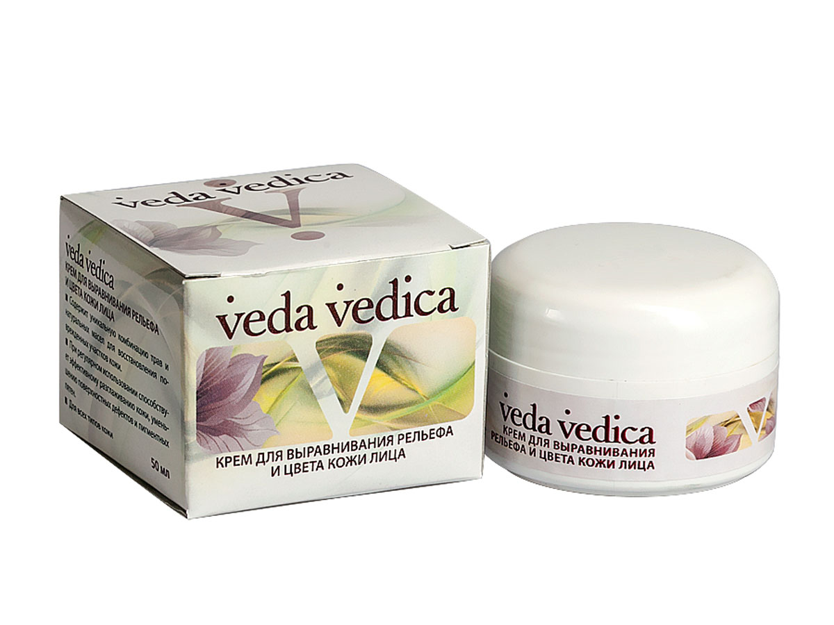 Veda Vedica Крем для выравнивания рельефа и цвета кожи лица, 50 мл115079 Veda Vedica Крем для выравнивания рельефа и цвета кожи лица, 50 мл115079Композиция натуральных растительных масел и экстрактов, специально созданная для восстановления поврежденных и огрубевших участков кожи лица. Эффективно разглаживает кожу, уменьшает поверхностные дефекты и пигментные пятна. Обладает легкой текстурой. Для любого типа кожи.