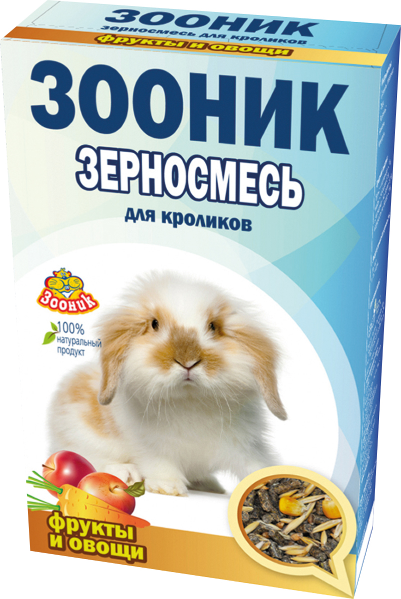 Корм Зооник Стандарт, для кроликов, с фруктами и овощами, 400 г0120710 Корм Зооник Стандарт, для кроликов, с фруктами и овощами, 400 г0120710Корм Зооник Стандарт С Фруктами и овощами - полноценный ежедневный корм для декоративных кроликов, состоящий из отборных зерновых культур с добавлением фруктов и овощей, содержит все важнейшие вещества, богат витаминами и минералами для полноценного здоровья вашего питомца.
