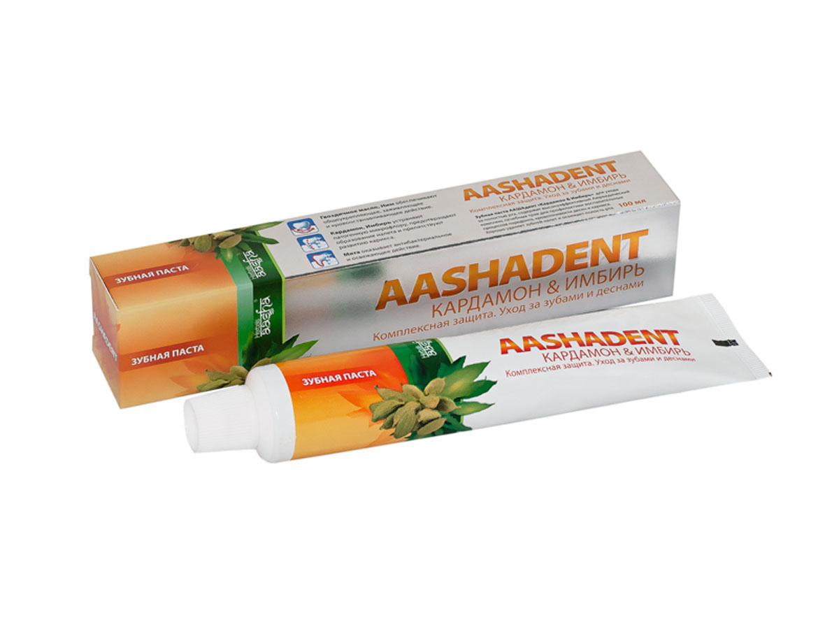 Aashadent Зубная паста Кардамон и Имбирь, 100 мл8809296112525 Aashadent Зубная паста Кардамон и Имбирь, 100 мл8809296112525Эффективно останавливает и лечит кровоточивость десен, укрепляет их.