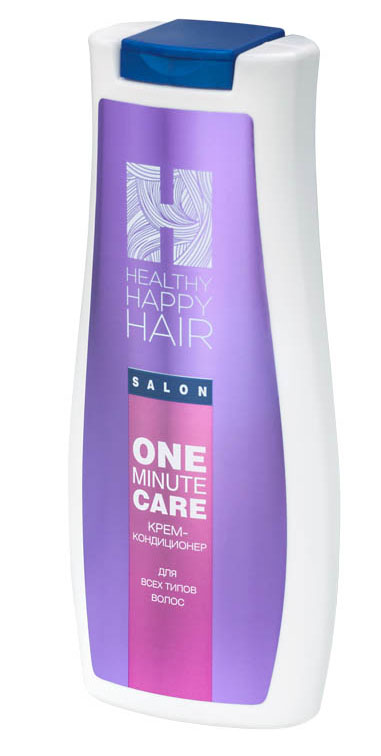 Healthy Happy Hair Крем-кондиционер для волос One minute care, 240 г6018001567 Healthy Happy Hair Крем-кондиционер для волос One minute care, 240 г6018001567Легкий, смываемый кремовый кондиционер мгновенного действия. Придает волосам выраженный блеск, гладкость, послушность в укладке. При регулярном использовании укрепляет структуру волос, повышает увлажненность, помогает дольше сохранять цвет волос между окрашиваниями.Без силиконов. Для всех типов волос.Prodew 500 - комплекс из одиннадцати аминокислот (аналогичный аминокислотному составу клеточно-мембранного комплекса человеческого волоса), увлажняет, укрепляет структуру волос, ремонтирует поверхностные повреждения, препятствует вымыванию пигмента из стержня волоса.KeraDynтм HH - инновационная формула для восстановления внешнего липидного слоя стержня волоса. Улучшает внешний вид и структуру поврежденных, окрашенных волос, придает им динамические характеристики здоровых волос.