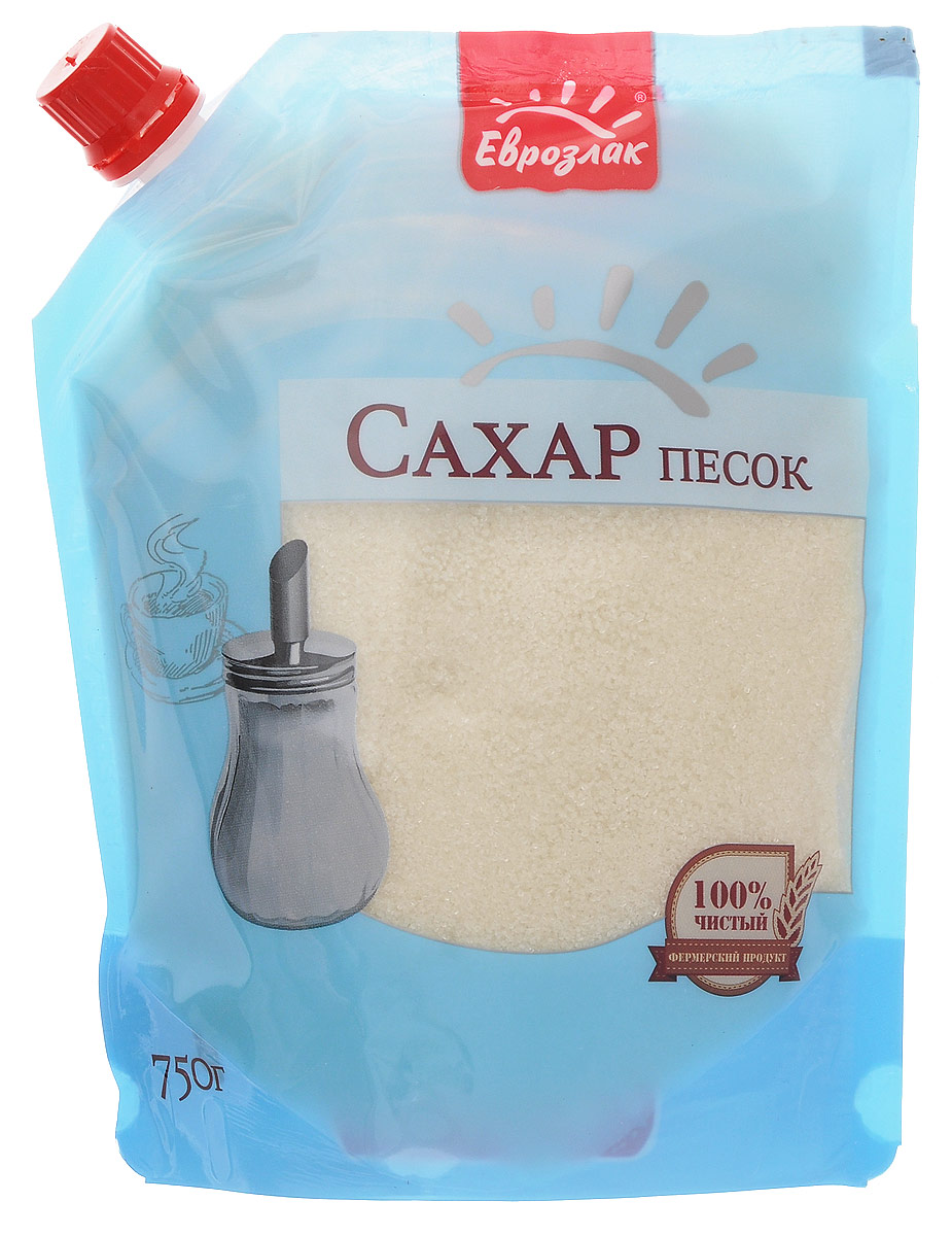 Еврозлак сахар-песок, 750 г0120710 Еврозлак сахар-песок, 750 г0120710Сахар Еврозлак - высококачественный сахарный песок снежно-белого цвета с приятным сладким вкусом. Не оставляет осадка и легко усваивается. Поставляется в герметичной упаковке дой-пак.