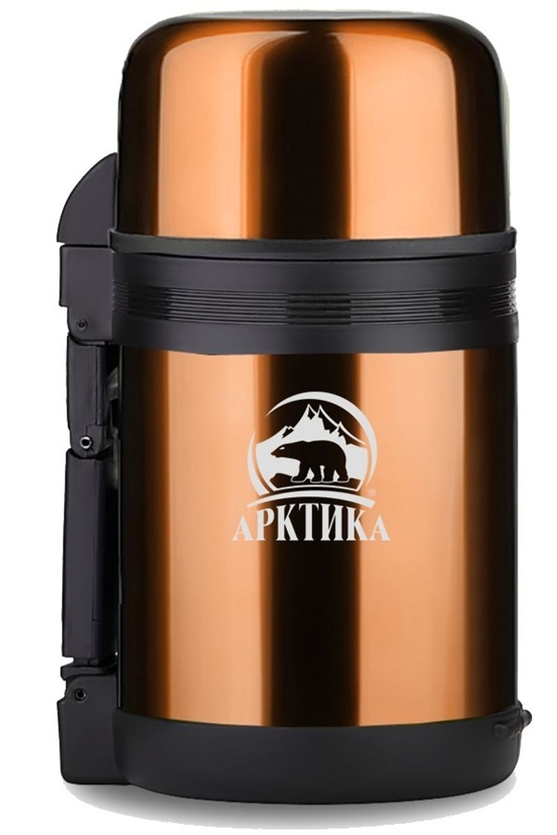Термос Арктика, с чашкой, цвет: кофейный, 1 лVT-1520(SR) Термос Арктика, с чашкой, цвет: кофейный, 1 лVT-1520(SR)Термос Арктика с широким горлом сохранит вашу еду или напитки горячими в течение долгого времени. Корпус выполнен из высококачественной нержавеющей стали. Крышку можно использовать в качестве стакана, так же есть дополнительная чашка и удобный ремешок для переноски. Пробка термоса состоит из двух составных частей: узкая для напитков, широкая для еды. Он составит компанию за обеденным столом, улучшит настроение и поднимет аппетит, где бы этот стол не находился. Пусть даже в глухом отсыревшем лесу, где даже развести костер будет стоить немалого труда. Забудьте об этих неудобствах - вместительный и компактный термос Арктика с радостью послужит вам в качестве миниатюрной полевой кухни, поднимет настроение нарядным внешним видом и вкусной домашней едой.Диаметр горлышка для напитков: 4,2 см.Диаметр горлышка для еды: 7,5 см.Диаметр основания: 10,7 см.Высота (с учетом крышки): 23,5 см.Время сохранения температуры (холодной и горячей): 20 часов.