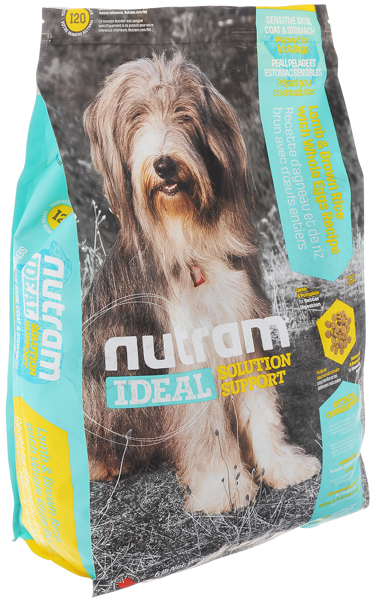 Корм_сухой_Nutram_~Ideal_Solution_Support_I20~_для_собак_с_проблемами_кожи,_шерсти_и_пищеварения,_с_ягненком,_бурым_рисом_и_яйцом,_2,72_кг Корм_сухой_Nutram_~Ideal_Solution_Support_I20~_-_специализированный_полнорационный_корм_для_взрослых_собак_с_проблемами_кожи,_шерсти_и_пищеварения._Целостный_(holistic),_полезный,_богатый_питательными_веществами_корм,_который_улучшает_самочувствие_и_здоровье_питомцев_по_принципу_~изнутри_наружу~._Подход_Nutram_к_целостному_питанию_начинается_с_улучшения_пищеварения._Для_этого_используется_специальная_комбинация_легкоусвояемых_белков,_которые_содержатся_в_мясе_ягненка,_и_клетчатки_тыквы,_которая_обеспечивает_оптимальную_среду_для_пищеварения._Данный_рецепт_сочетает_в_себе_иммуннотонизирующие_свойства_лосося_-_источника_Омега-3_кислот,_которые_оказывают_противовоспалительное_действие,_и_розмарина_-_мощного_антиоксиданта._Такое_оптимальное_сочетание_обеспечивает_все_необходимые_питательные_вещества_для_поддержки_здоровья_кожи_и_шерсти._Особенности:_-_Содержит_мясо_ягненка,_коричневый_рис_и_цельные_яйца;_-_Мясо_ягненка_без_костей_-_источник_легкоусвояемых_белков_и_привлекательного_вкуса;_-_Жир_лососевых_рыб_и_семена_льна_-_источники_Омега-3_жирных_кислот;_-_Не_содержит_пшеницу,_кукурузу,_картофель_или_сою_в_любом_виде._Состав:_дегидрированное_мясо_ягненка,_коричневый_рис,_перловая_крупа,_рис,_цельные_яйца,_мясо_ягненка_без_костей,_дегидрированное_мясо_лосося,_каноловое_(рапсовое)_масло,_льняное_семя,_жир_лососевых_рыб,_сушеная_свекольная_масса,_сушеная_масса_гороха,_люцерна,_натуральный_ароматизатор,_хлористый_калий,_яблоко,_тыква_мускатная,_тыква,_брокколи,_морская_соль,_хлорид_холина,_DL-метионин,_корень_цикория_(пребиотик),_витамины_и_минералы_(витамин_E,_витамин_А,_витамин_D3,_витамин_В3,_витамин_С,_витамин_B5,_витамин_B1,_витамин_B2,_бета-каротин,_витамин_В6,_витамин_B9,_витамин_B7,_витамин_B12,_протеинат_цинка,_сульфат_железа,_протеинат_железа,_оксид_цинка,_протеинат_меди,_сульфат_меди,_протеинат_марганца,_оксид_марганца,_йодат_кальция,_селенит_натрия),_розмарин_сушеный._Гарантированный_анализ:_протеин_(мин.)_24,0%25,_жир_(мин.)_13,0%25,_клетчатка_(макс.)_4,5%25,_вода_(макс.)_10,0%25,_зола_(макс.)_7,5%25,_кальций_(мин.)_1,0%25,_фосфор_(мин.)_0,75%25,_Омега-3_(мин.)_1,35%25,_Омега-6_(мин.)_2,40%25.Содержание_калорий:_3725_ккал/кг_(390_ккал/стакан)._Товар_сертифицирован.