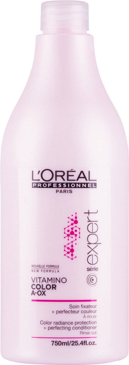 LOreal Professionnel Смываемый уход-фиксатор цвета Expert. Vitamino Color AOX, 750 млFS-00897 LOreal Professionnel Смываемый уход-фиксатор цвета Expert. Vitamino Color AOX, 750 млFS-00897Уход-фиксатор от LOreal Professionnel Expert. Vitamino Color AOX закрепляет цвет изнутри волос, интенсивно питает их. Средство обогащено керамидами, витаминами и микроэлементами. Фиксатор цвета не только сохраняет цвет ваших волос, но и обеспечивает волосам ухоженный вид, придаёт блеск, делает их мягкими и эластичными, облегчает расчёсывание. Система Hydro-resist, лежащая в основе средства, препятствует вымыванию цвета водой, в то время как молекула Incell делает волосы сильными, густыми за счёт того, что укрепляет клеточную структуру волос. Результат – сильные, красивые и здоровые волосы, сохраняющие насыщенный и яркий цвет в течение долгого времени.Товар сертифицирован.