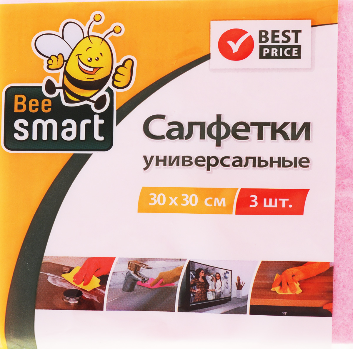 Набор универсальных салфеток Beesmart, 30 х 30 см, 3 шт6.295-875.0 Набор универсальных салфеток Beesmart, 30 х 30 см, 3 шт6.295-875.0Набор Beesmart, выполненный из нетканого полотна (вискоза, полиэстер), состоит из 3 салфеток. Изделия предназначены для сухой и влажной уборки. Отлично впитывают жидкости, жиры, масла. Пригодны для многоразового использования, долговечны, не оставляют следов и ворсинок. Размер салфетки: 30 х 30 см.
