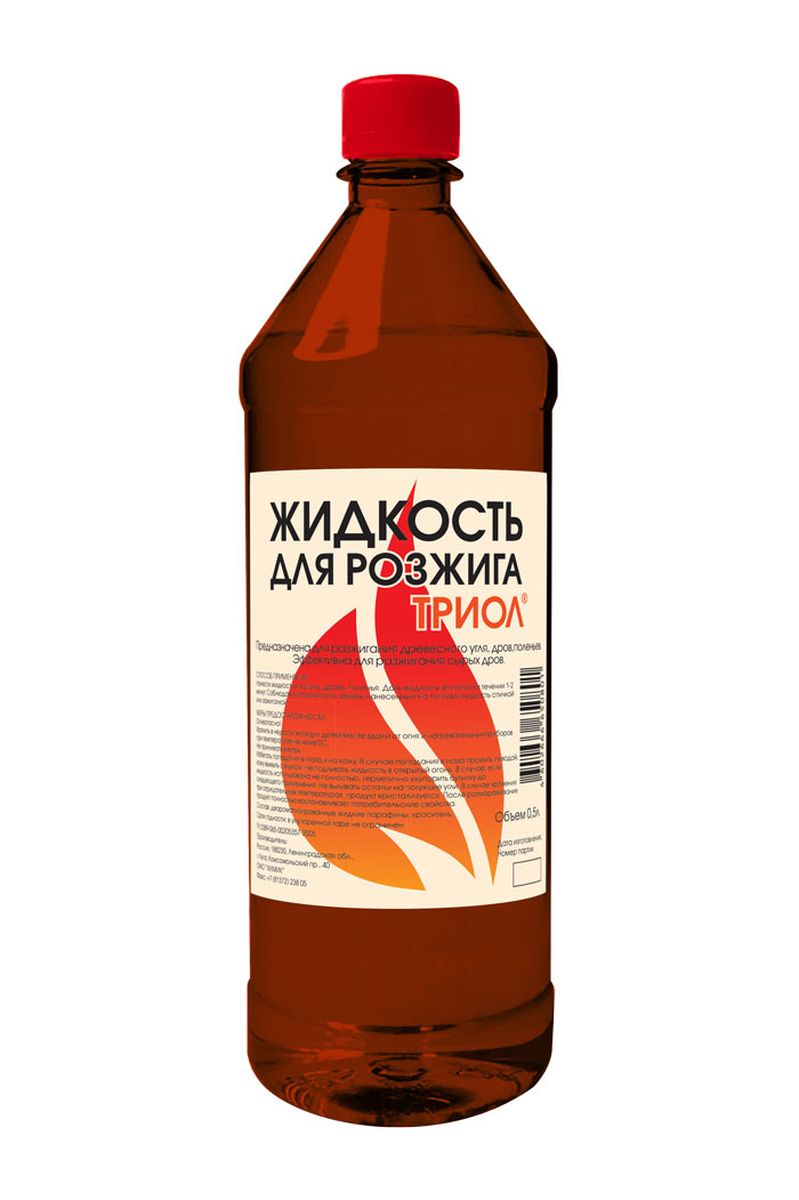 Жидкость для розжига Триол, 0,5 л19201 Жидкость для розжига Триол, 0,5 л19201ПРЕДНАЗНАЧЕНА ДЛЯ РАЗЖИГАНИЯ ДРЕВЕСНОГО УГЛЯ, ДРОВ, ПОЛЕНЬЕВ, ДРУГИХ ВИДОВ ТВЕРДОГО ТОПЛИВА, ЭФФЕКТИВНА ДЛЯ РАЗЖИГАНИЯ СЫРЫХ ДРОВ, КОСТРОВ В ДОЖДЛИВУЮ И ВЕТРЕНУЮ ПОГОДУ
