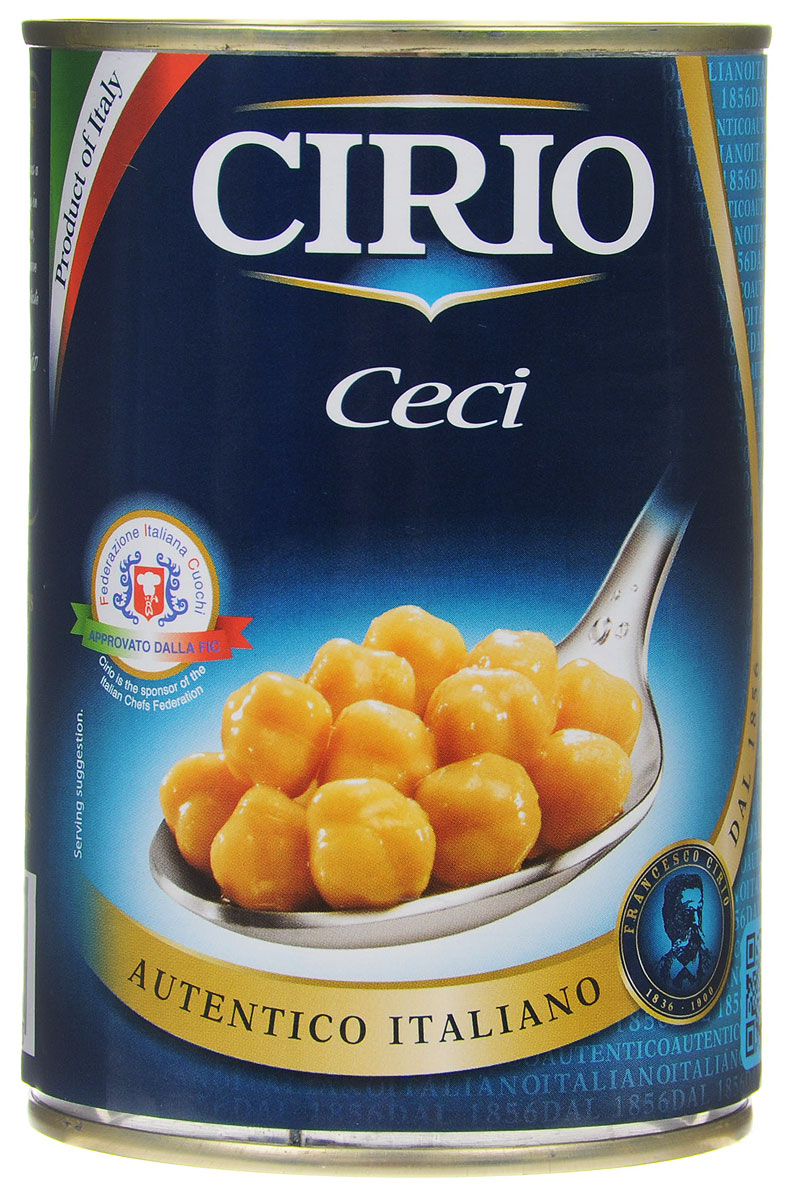 Cirio Ceci турецкий горох консервированный, 400 г0120710 Cirio Ceci турецкий горох консервированный, 400 г0120710Консервированный турецкий горох Cirio Ceci. Благодаря высокому содержанию клетчатки нут улучшает пищеварение, благотворно влияет на работу сердца, а также регулирует уровень сахара в крови. Турецкий горох снабжает организм энергией, которая используется постепенно, не увеличивая уровень сахара в крови.