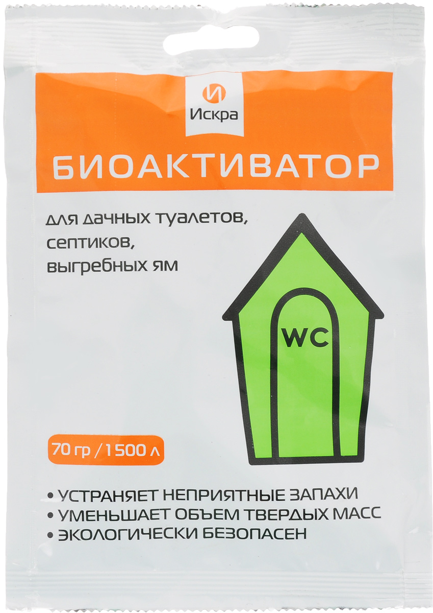 Биоактиватор Искра, 70 г531-105 Биоактиватор Искра, 70 г531-105Биоактиватор - это биологическое средство, способное в короткие сроки полностью провести очистку дачного туалета, септика или выгребной ямы от отходов жизнедеятельности человека. Продукт разработан на основе почвенных бактерий, без добавления химических веществ . Свойства ; Эффективно разлагает фекальные массы, жиры . Ументшает обьем твердых масс . Устраняет неприятные запахи . Способствует сохранению сантехнического оборудования . Экологически безопасен для людей, животных, растений.