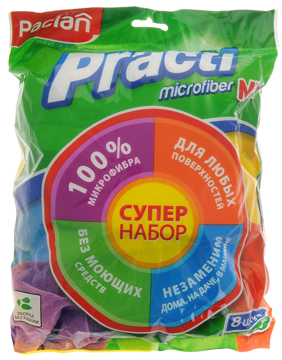 Набор универсальных хозяйственных салфеток из микрофибры Paclan Practi Mix, 8 шт531-105 Набор универсальных хозяйственных салфеток из микрофибры Paclan Practi Mix, 8 шт531-105Набор универсальных хозяйственных салфеток Practi. Mix из микрофибры поможет вам справиться с любой работой по дому. Они очистят любую поверхность от пыли и грязи, не повреждая и не царапая поверхность.