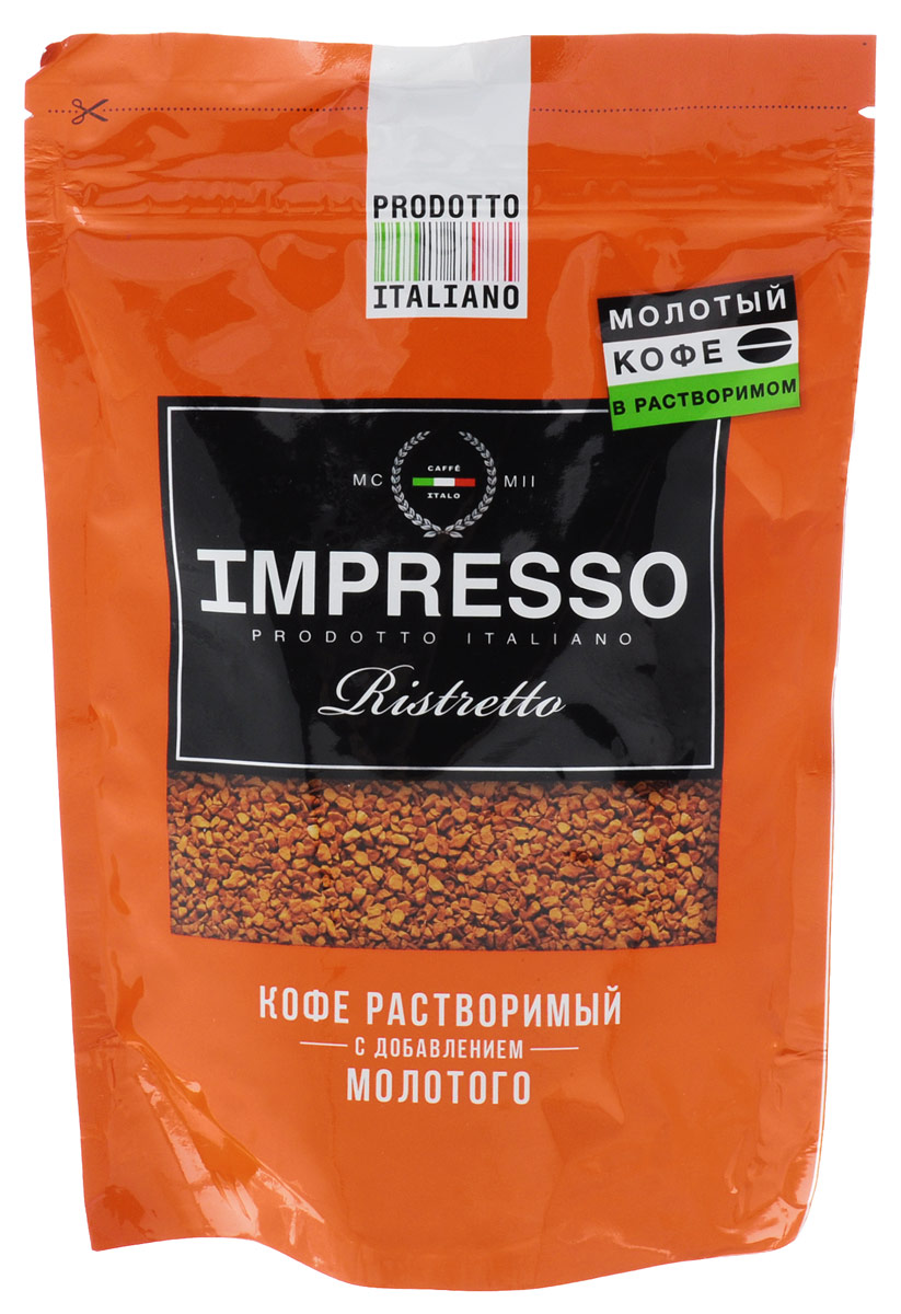 Impresso Ristretto кофе растворимый, 100 г0120710 Impresso Ristretto кофе растворимый, 100 г0120710Impresso Ristretto - это высококачественная смесь молотого и растворимого кофе из лучшей арабики Бразилии, Никарагуа и Мексики с крепким ,насыщенным вкусом.