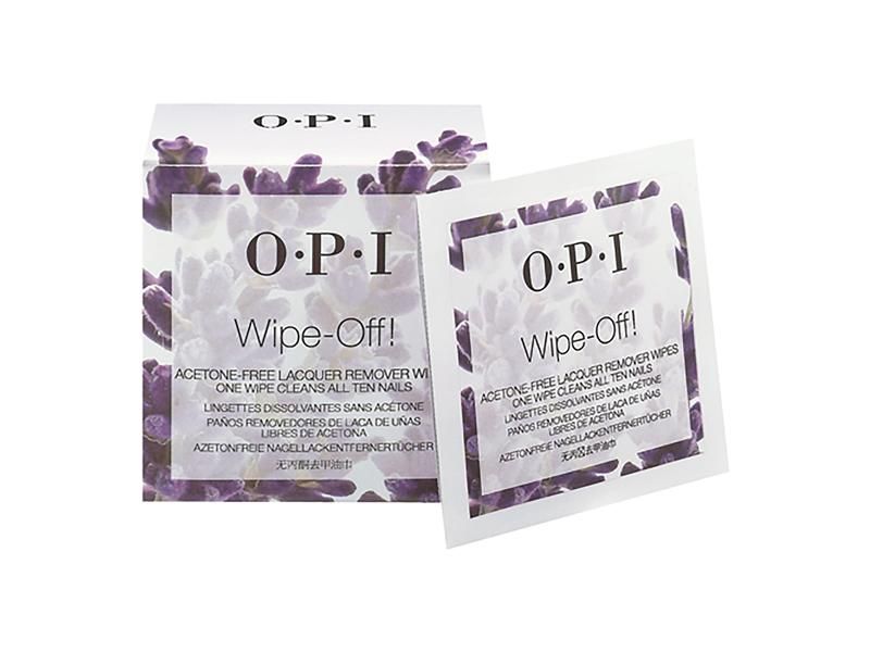 OPI Салфетки без ацетона для снятия лака Wipe-Off! Acetone-Free Lacquer Remover Wipes, 10 шт5010777139655 OPI Салфетки без ацетона для снятия лака Wipe-Off! Acetone-Free Lacquer Remover Wipes, 10 шт5010777139655Салфетки для снятия лака предназначены для использования на ходу, одной салфеткой можно быстро стереть лак со всех десяти ногтей. Отличительной особенностью является увлажняющая формула и свежий аромат лаванды. Без ацетоновая формула безопасна при снятии лака с акриловых ногтей.Увлажняющие ингредиенты сохранят кутикулу мягкой, в то время, как экстракт лаванды даст ощущение чистоты и свежести!
