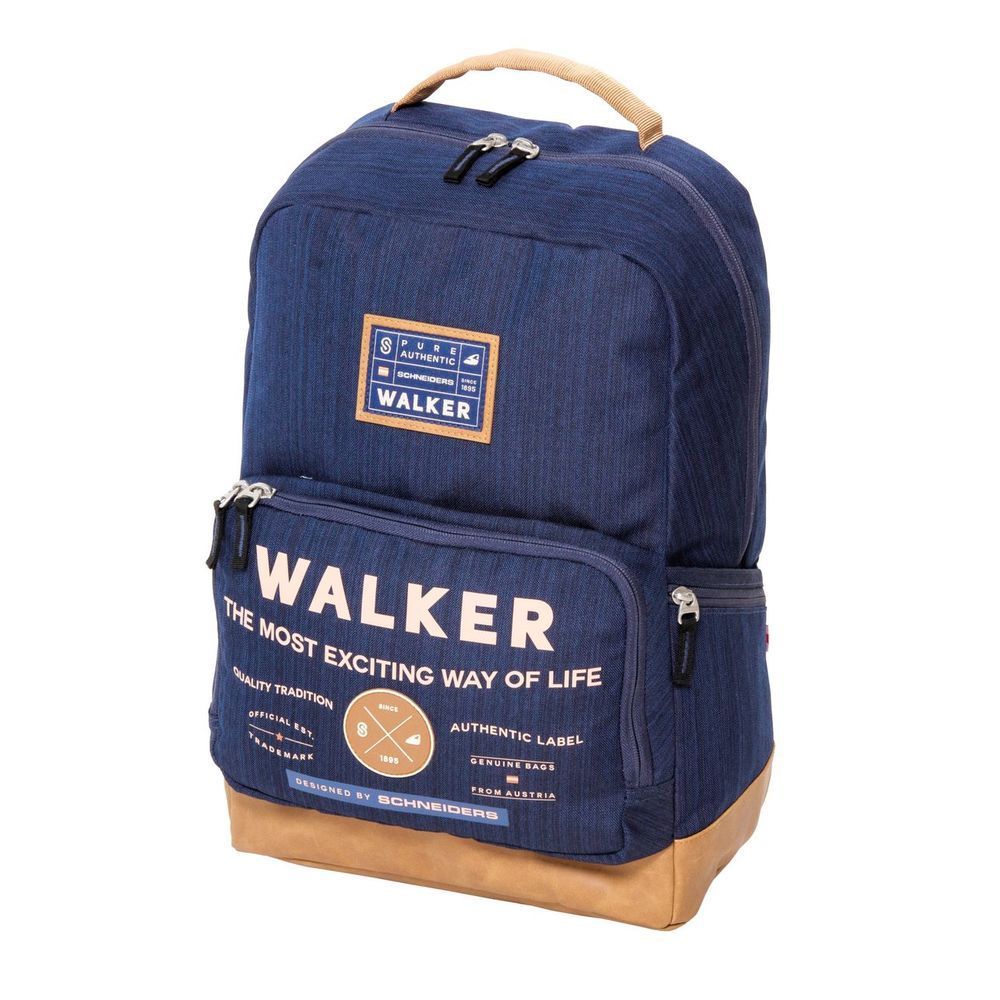 Walker Рюкзак Pure Authentic цвет синий72523WD Walker Рюкзак Pure Authentic цвет синий72523WDРюкзак Walker Pure Authentic - это современный многофункциональный молодежный рюкзак, который выполнен из прочного износостойкого материала высокого качества.Рюкзак имеет одно основное отделение, закрывающееся на молнию с двумя бегунками. Внутри отделения находятся два открытых сетчатых кармана, мягкий карман с хлястиком на липучке для различных гаджетов и пришивной карман на липучке. Рюкзак оснащен тремя боковыми карманами - два открытых кармана и один на застежке-молнии. На лицевой стороне рюкзака расположен накладной карман на молнии, внутри которого имеется органайзер для канцелярских принадлежностей и прорезной карман на молнии. Рюкзак оснащен удобной текстильной ручкой для переноски в руке. Мягкие широкие лямки анатомической формы позволяют легко и быстро отрегулировать рюкзак в соответствии с ростом. Изделие дополнено светоотражающими элементами.Этот рюкзак разработан специально для людей стильных и модных, любящих быть в центре внимания.