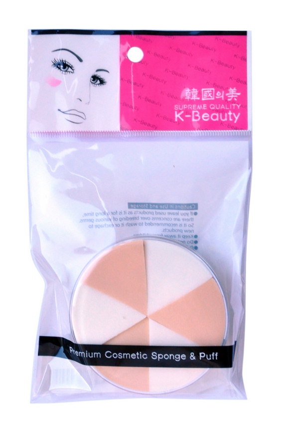 K-Beauty Спонж косметический, двухцветный, 6 шт12-639 K-Beauty Спонж косметический, двухцветный, 6 шт12-639Косметический спонж предназначен для нанесения тональных средств (корректора, тонального крема, румян, пудры и т.д.), а также коррекции макияжа. Спонж позволяет равномерно распределить не только сухие, но и кремовые текстуры, а его удобная треугольная форма подходит для обработки таких труднодоступных зон, как область вокруг глаз и носогубные складки.Спонж упакован в пластиковый кейс, состоит из 6 отрывных сегментов.Мягкий и нежный спонж не травмирует, подходит даже для чувствительной кожи.