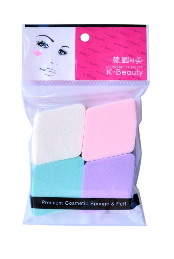 K-Beauty Спонж косметический Ромб 4 штMT 1751 K-Beauty Спонж косметический Ромб 4 штMT 1751Косметический спонж предназначен для нанесения тональных средств (корректора, тонального крема, румян, пудры и т.д.), а также коррекции макияжа. Спонж позволяет равномерно распределить не только сухие, но и кремовые текстуры, а его удобная форма в виде ромба подходит для обработки таких труднодоступных зон, как область вокруг глаз и носогубные складки.В упаковке 4 спонжа в виде ромбов разных цветов.Мягкий и нежный спонж не травмирует, подходит даже для чувствительной кожи.