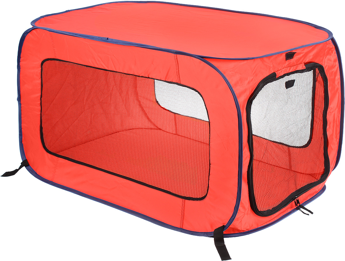 Домик переносной SportPet Designs, для собак средних пород, цвет: красный, синий, 81 х 49,5 х 49,5 см0120710 Домик переносной SportPet Designs, для собак средних пород, цвет: красный, синий, 81 х 49,5 х 49,5 см0120710Переносной домик SportPet Designs - идеальное решение для собак, его можно разместить как дома, так и на улице. Домик предназначен для собак средних пород весом до 23 кг. Изделие выполнено из прочного текстиля и снабжено металлическим каркасом. Сетчатые панели по бокам обеспечивают вентиляцию и достаточный обзор. Одно из окошек снабжено молнией, оно скручивается и фиксируется липучками для свободного прохода питомца. Домик легко складывается и не занимает много места при хранении и транспортировке.