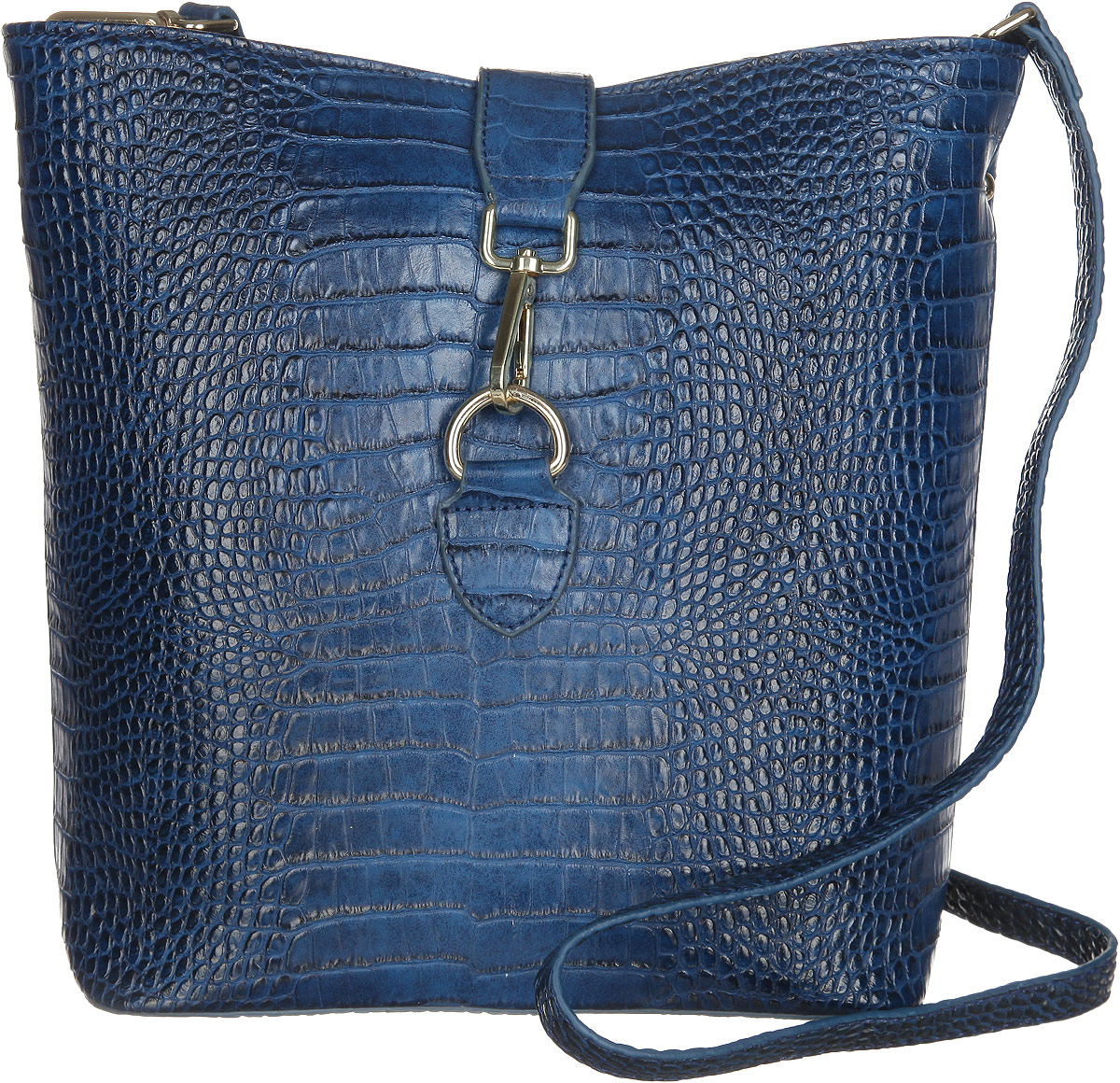 Сумка женская VelVet, цвет: синий. 970-161286-172A-B86-05-C Сумка женская VelVet, цвет: синий. 970-161286-172A-B86-05-CСтильная женская сумка VelVet выполнена из искусственной кожи с тиснением под крокодила. Изделие имеет одно основное отделение. Закрывается сумка на хлястик с карабином. Внутри расположены прорезной карман на застежке-молнии и два накладных открытых кармана. Снаружи, на задней стенке расположен прорезной карман на застежке-молнии. Изделие оснащено съемной длинной ручкой. В комплект входит съемный наплечный регулируемый ремень. Основание изделия защищено от повреждений металлическими ножками.Роскошная сумка внесет элегантные нотки в ваш образ и подчеркнет ваше отменное чувство стиля.