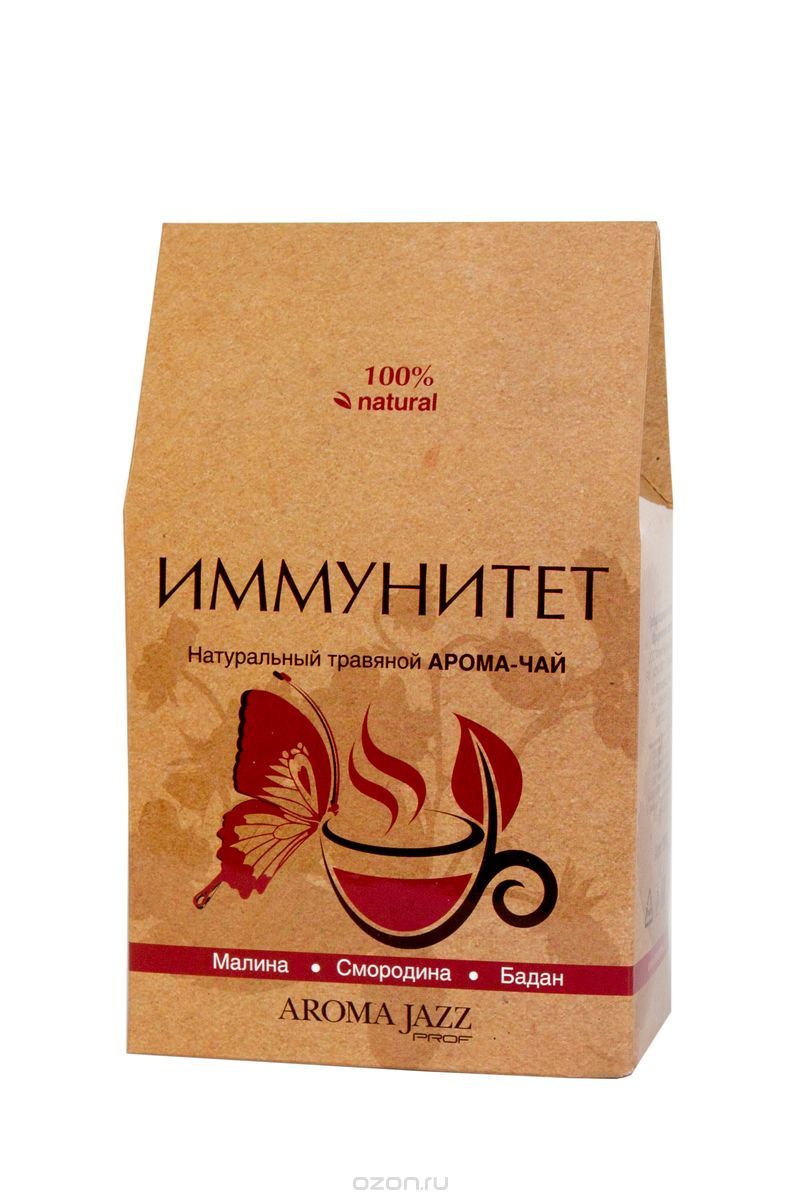 Aroma Jazz Иммунитет травяной арома-чай, 80 г101246 Aroma Jazz Иммунитет травяной арома-чай, 80 г101246Чай Aroma Jazz содержит в себе полезные травы для вашего здоровья. Он содержит большое количество витаминов, повышает иммунитет. Напиток оздоравливает организм, а также обладает противовоспалительным действием.