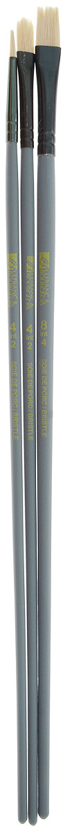 Набор кистей LeFranc Louvre, 3 шт. LF806736711005 Набор кистей LeFranc Louvre, 3 шт. LF806736711005Кисти из набора LeFranc Louvre идеально подойдут для работы с акриловыми красками и прочими искусственными эмульсиями, а так же с темперой, гуашью, акварелью и масляными красками. В набор входят кисти Round № 4, Flat № 8 и Filbert № 4. Кисти изготовлены из щетины. Конусообразная форма пучка позволяет прорисовывать мелкие детали и выполнять заливку фона.Пластиковые ручки оснащены алюминиевыми втулками с двойным обжимом.Длина кистей: Round № 4 - 27,5 см; Flat № 8 - 28,7 см; Filbert № 4 - 28,5 см.Длина ворса: Round № 4 - 9 мм; Flat № 8 - 1,8 см; Filbert № 4 - 1,2 см.