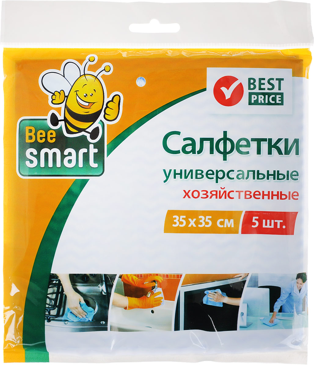 Набор универсальных салфеток Beesmart, 35 х 35 см, 5 шт1004900000360 Набор универсальных салфеток Beesmart, 35 х 35 см, 5 шт1004900000360Набор Beesmart, выполненный из нетканого полотна (вискоза, полиэстер), состоит из 5 салфеток. Изделия предназначены для сухой и влажной уборки. Отлично впитывают жидкости, жиры, масла. Пригодны для многоразового использования, долговечны, не оставляют следов и ворсинок. Размер салфетки: 35 х 35 см.