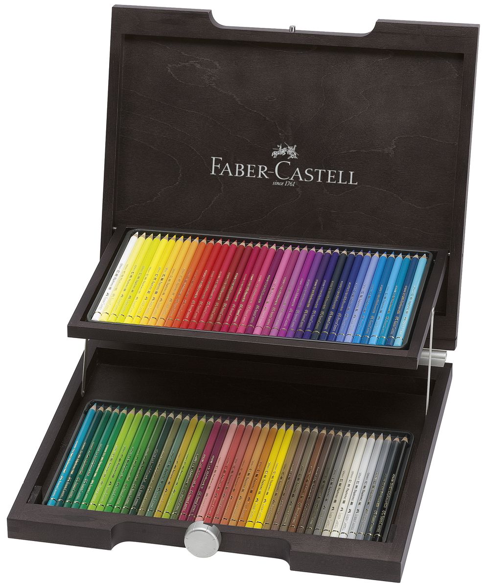 Faber-Castell Художественный набор с цветными карандашами POLYCHROMOS набор цветов в деревянном пенале 72 шт72523WD Faber-Castell Художественный набор с цветными карандашами POLYCHROMOS набор цветов в деревянном пенале 72 шт72523WDДеревянный пенал POLYCHROMOS® 1OldDesign. Набор цвет. карандашейPolychromos® в элегантном пенале измореного дерева, 72 шт.