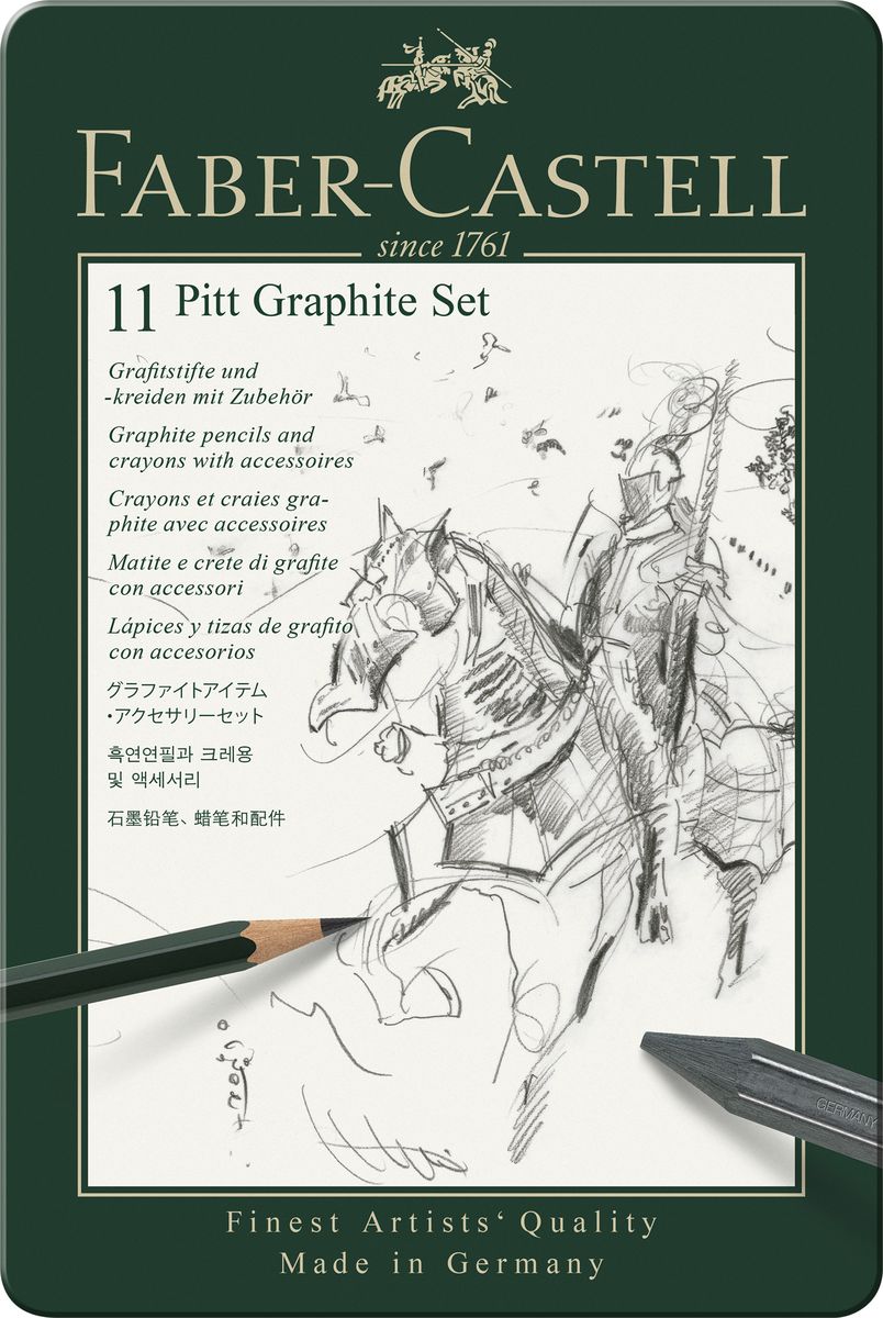 Faber-Castell СПЕЦИАЛЬНЫЙ НАБОР PITT MONOCHROME металлическая коробка 11 предметов2010440 Faber-Castell СПЕЦИАЛЬНЫЙ НАБОР PITT MONOCHROME металлическая коробка 11 предметов2010440Специальные наборы, содержащиечернографитовые карандаши CASTELL® 9000и PITT® MONOCHROME с дополнительнымиаксессуарами, удовлетворяющие требования какначинающих художников, так и профессионалов