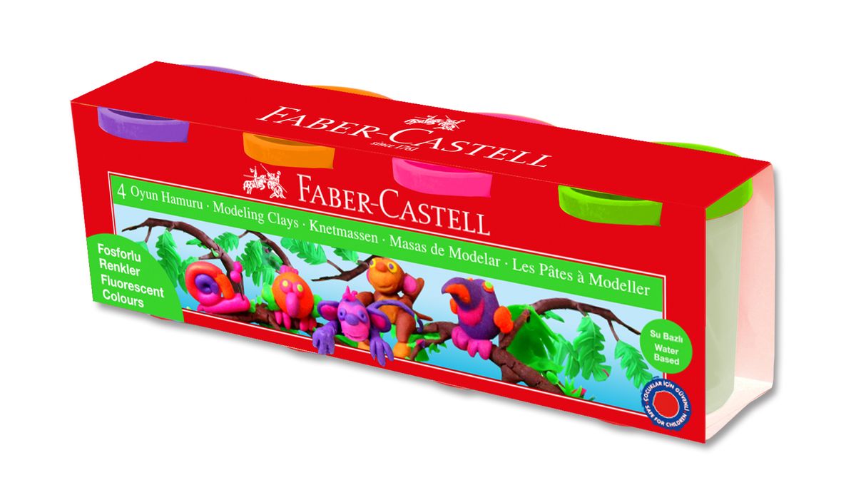 Faber-Castell Пластилин на водной основе в карт коробке 4 шт 520 гр72523WD Faber-Castell Пластилин на водной основе в карт коробке 4 шт 520 гр72523WD• пригоден для развития детского творчества• на водной основе• мягкая и эластичная фактура• не прилипает и не крошится• абсолютно безопасен• общий вес набора - 520 гр
