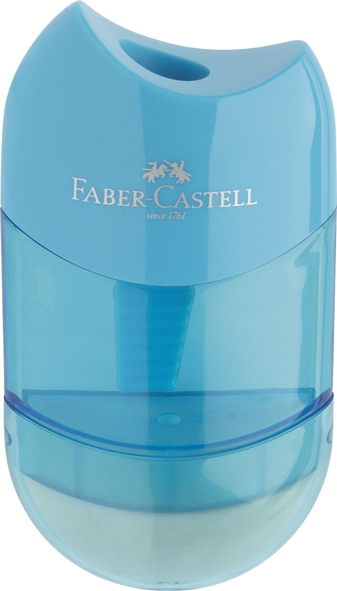 Faber-Castell Точилка-мини с контейнером и ластиком цвет голубой72523WD Faber-Castell Точилка-мини с контейнером и ластиком цвет голубой72523WDТочилка Faber-Castell - качественная простая точилка с контейнером для стружек и ластиком.Точилка предназначена для классических, трехгранных, простых и цветных карандашей.