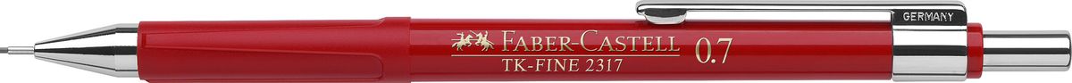 Faber-Castell Карандаш механический TK-Fine цвет корпуса красный 23172172523WD Faber-Castell Карандаш механический TK-Fine цвет корпуса красный 23172172523WDМеханический карандаш Faber-Castell TK-Fine идеален для письма и черчения.Корпус карандаша круглой формы выполнен из высококачественного пластика. Убирающийся внутрь кончик обеспечивает безопасное ношение карандаша в кармане.Отличительная особенность - качественный ластик и 3 запасных грифеля HB.Мягкое комфортное письмо и тонкие линии при написании принесут вам максимум удовольствия. Порадуйте друзей и знакомых, оказав им столь стильный знак внимания.