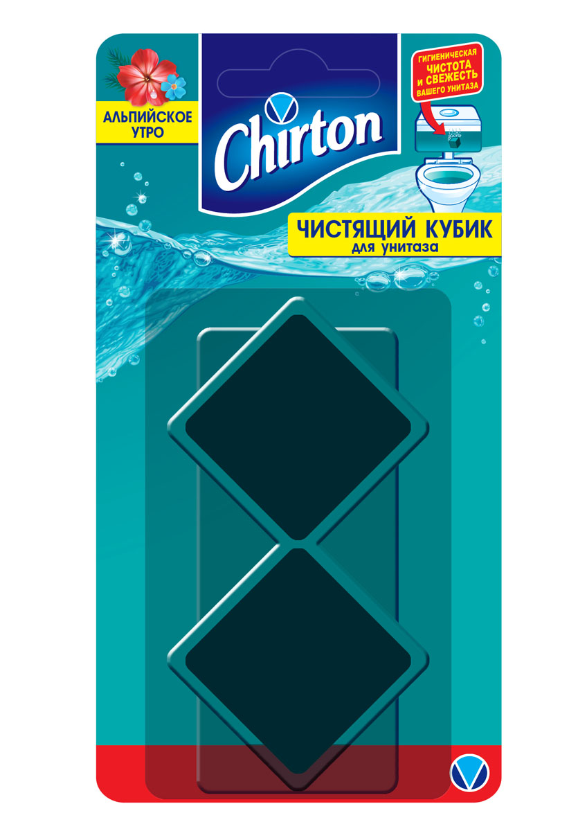 Кубик для чистки унитаза Chirton Альпийское утро, 2 шт х 50 г391602 Кубик для чистки унитаза Chirton Альпийское утро, 2 шт х 50 г391602Кубик Chirton Альпийское утро без особых хлопот обеспечит гигиеническую чистоту и свежесть вашего туалета в течение длительного времени. Очищает поверхность унитаза, предотвращая образование известкового налета. Уничтожает бактерии даже в труднодоступных местах. Создает обильную пену и стойкий свежий аромат при каждом сливе воды.Состав: менее 5% - ароматизирующие добавки, красители, неионогенные ПАВ; 15% и более, но менее 30% - анионные ПАВ; более 30% - соли органических и неорганических кислот.Товар сертифицирован.