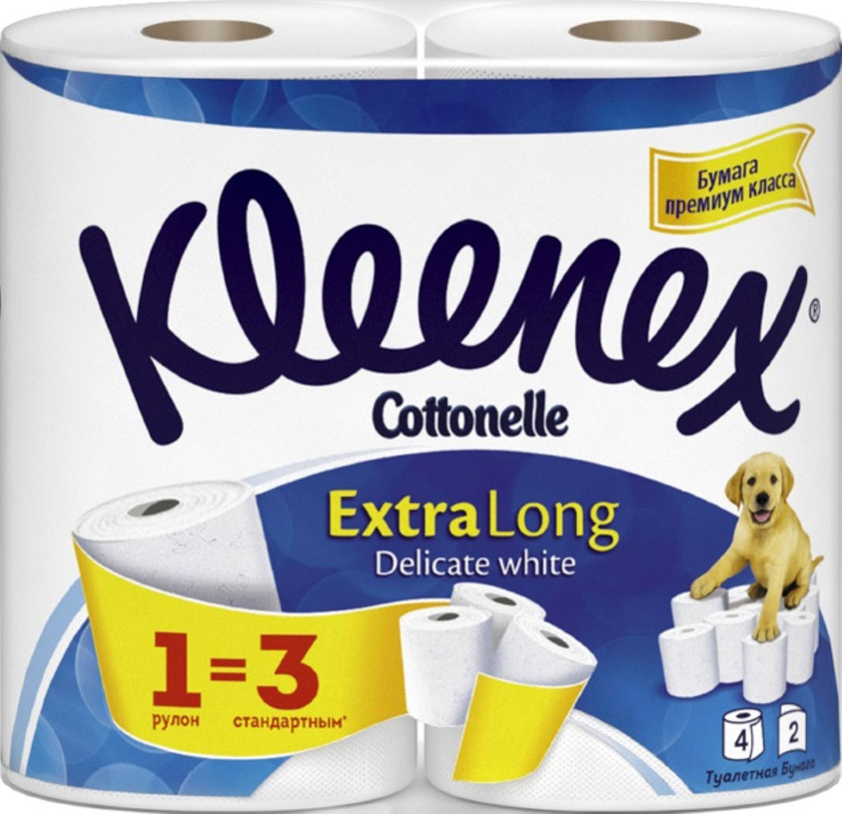 Kleenex Cottonelle Туалетная бумага Extra Long, двухслойная, цвет: белый, 4 рулона. 9450044391602 Kleenex Cottonelle Туалетная бумага Extra Long, двухслойная, цвет: белый, 4 рулона. 9450044391602Туалетная бумага Kleenex Cottonelle Extra Long изготовлена из целлюлозы высшего качества. Двухслойные листы белого цвета имеют рисунок с тиснением. Мягкая, нежная, но в тоже время прочная, бумага не расслаивается и отрывается строго по линии перфорации.
