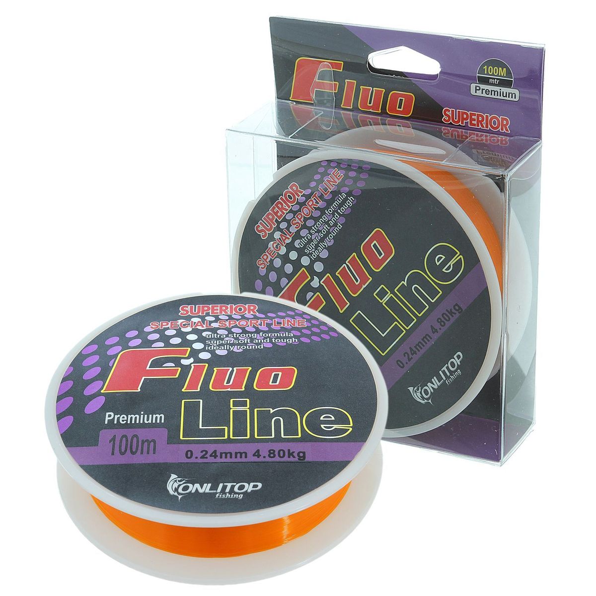 Леска Onlitop Fluo Line, цвет: оранжевый, 100 м, 0,24 мм, 4,8 кг4271825 Леска Onlitop Fluo Line, цвет: оранжевый, 100 м, 0,24 мм, 4,8 кг4271825Во время технологического процесса волокна сплетаются и специально разработанным способом сплавляются в единое целое. В ходе такой обработки леска становится прочнее, чем совокупность составляющих ее волокон. Таким образом получается оптимальный синтез монофильной и плетеной лески.