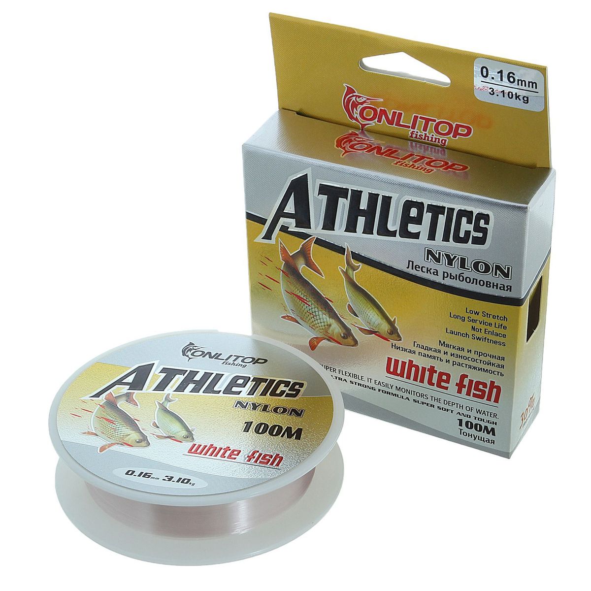 Леска Onlitop White Fish, цвет: белый, 100 м, 0,16 мм, 3,1 кг1232708 Леска Onlitop White Fish, цвет: белый, 100 м, 0,16 мм, 3,1 кг1232708Леска Onlitop White Fish, сплетенная из нитей, обладает малым диаметром и круглым сечением, что обеспечивает превосходные характеристики абразивной устойчивости, а благодаря сверх гладкой поверхности забросы станут дальше и точнее. Специальное покрытие значительно снижает трение и соответственно увеличивает дальность заброса.Длина лески: 100 м.Диаметр: 0,16 мм.Выдерживает нагрузку до 3,1 кг.