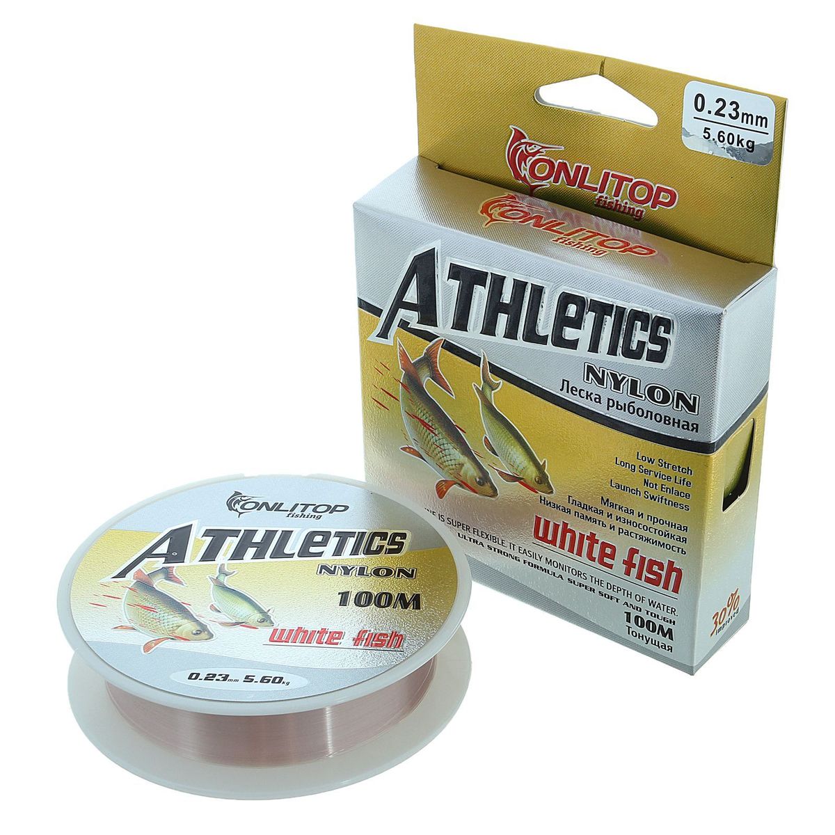 Леска Onlitop White Fish, цвет: белый, 100 м, 0,23 мм, 5,6 кг010-01199-23 Леска Onlitop White Fish, цвет: белый, 100 м, 0,23 мм, 5,6 кг010-01199-23Универсальная леска обладает устойчивостью к абразивному истиранию, очень мягкая и прочная. К основным преимуществам следует отметить: повышенную износостойкость, низкий коэффициент растяжения и скользкую поверхность.
