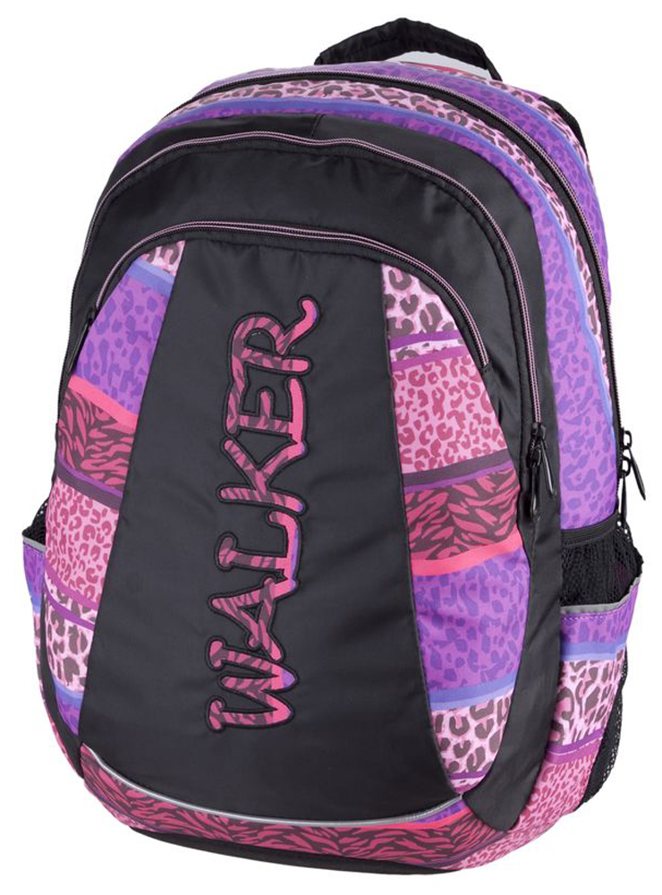 Walker Рюкзак школьный Fun Wildlife42076/80 Walker Рюкзак школьный Fun Wildlife42076/80Рюкзак Walker Fun Wildlife - это современный многофункциональный молодежный ранец, который выполнен из прочного износостойкого материала высокого качества.Рюкзак имеет одно основное отделение, закрывающееся на молнию с двумя бегунками. Внутри находится один кармашек на молнии и прочная перегородка. Снаружи рюкзака расположены два отделения на молнии и два боковых кармана с сеткой. В одном из внешних отделений имеются несколько кармашков для мелких аксессуаров и школьных принадлежностей. Имеется удобная текстильная ручка для переноски. А уплотненная спинка и лямки помогают лучше распределить нагрузку и сохранить форму рюкзака независимо от его наполнения. Светоотражающие элементы расположены на передней части рюкзака на боковых и лямках.