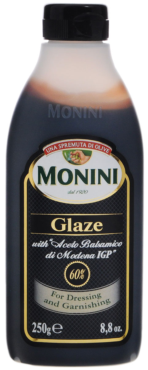 Monini Balsamic Glaze бальзамический соус глазурь, 250 г0120710 Monini Balsamic Glaze бальзамический соус глазурь, 250 г0120710Бальзамический соус Monini Balsamic Glaze произведен по всем канонам и итальянским традициям. Соус на вкус приятно кисло-сладкий с фруктовым оттенком и мягким ароматом уксуса. Идеально подойдет, для приготовления салатов, соусов, хорошо сочетается с мясом, рыбой и овощами.