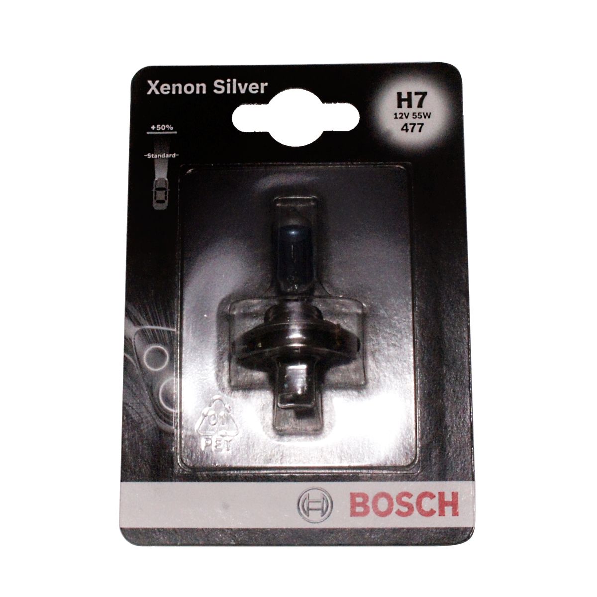 Лампа Bosch H7 XENON SILVER 198730106910503 Лампа Bosch H7 XENON SILVER 198730106910503Новые лампы Bosch для галогенных фар освещают дорогу интенсивным белым светом, который очень близок по свойствам к дневному освещению.Благодаря этому глаза водителя не теряют фокусировки и меньше устают даже во время долгих поездок в темное время суток. Новые лампы отличаются высокой яркостью и могут давать до 50% больше света, чем стандартные галогенные фары. Лампы Bosch доступны в вариантах H1, H4 и H7. Серебряное покрытие ламп H4 и H7 делает их едва заметными за стеклами выключенных фар. Новые лампы выглядят наиболее эффектно в сочетании с фарами из прозрачного стекла и подчеркивают современный дизайн автомобилей. Увеличенная яркость и дальность освещения положительно сказывается на безопасности движения. В темное время суток или в сложных погодных условиях, таких как ливень или густой туман, водитель замечает опасную ситуацию намного раньше и на большем расстоянии, при этом лучше заметен и сам автомобиль с фарами Bosch. Напряжение: 12 вольт
