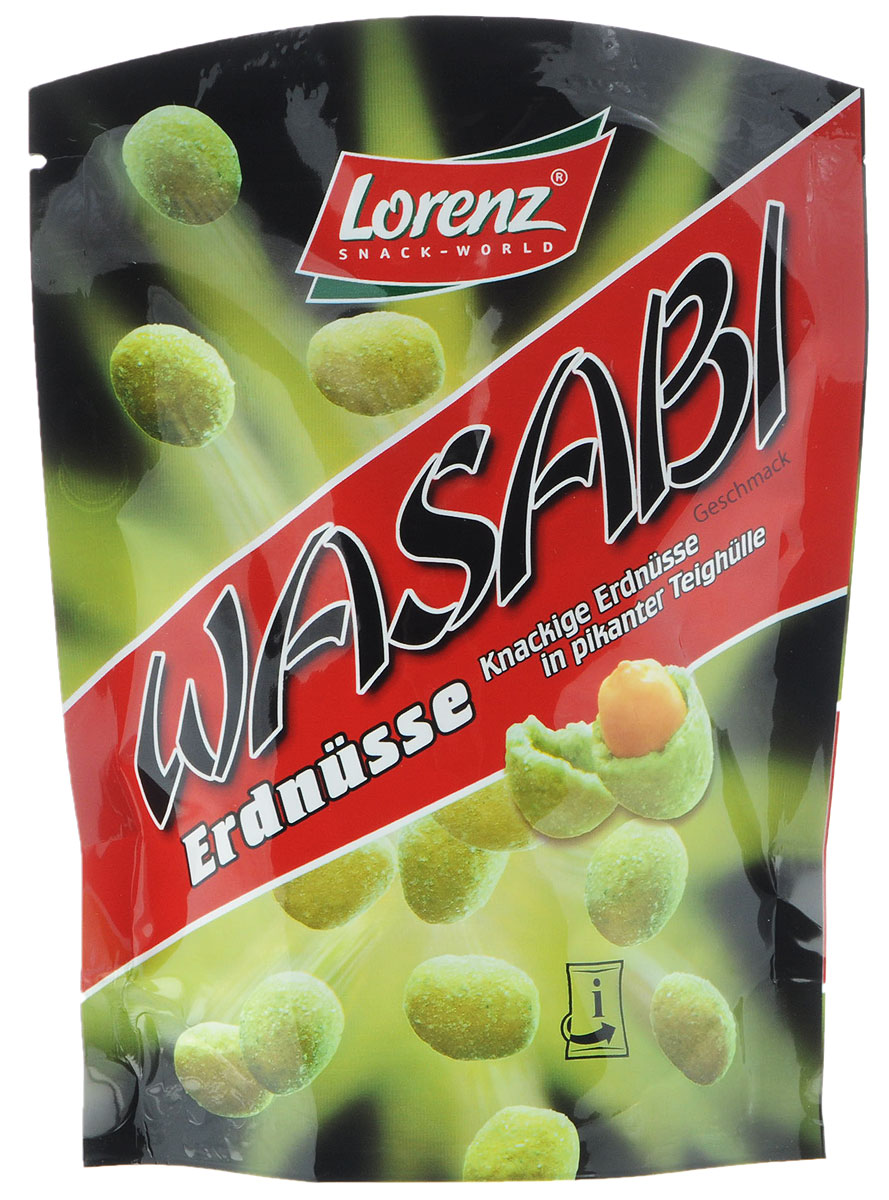 Lorenz Wasabi арахис в хрустящей оболочке из теста, 100 г0120710 Lorenz Wasabi арахис в хрустящей оболочке из теста, 100 г0120710Хотите отправиться в экзотическое путешествие? Тогда попробуйте арахис Wasabi от Lorenz - это цельный арахис в острой хрустящей оболочке с японским хреном Васаби.